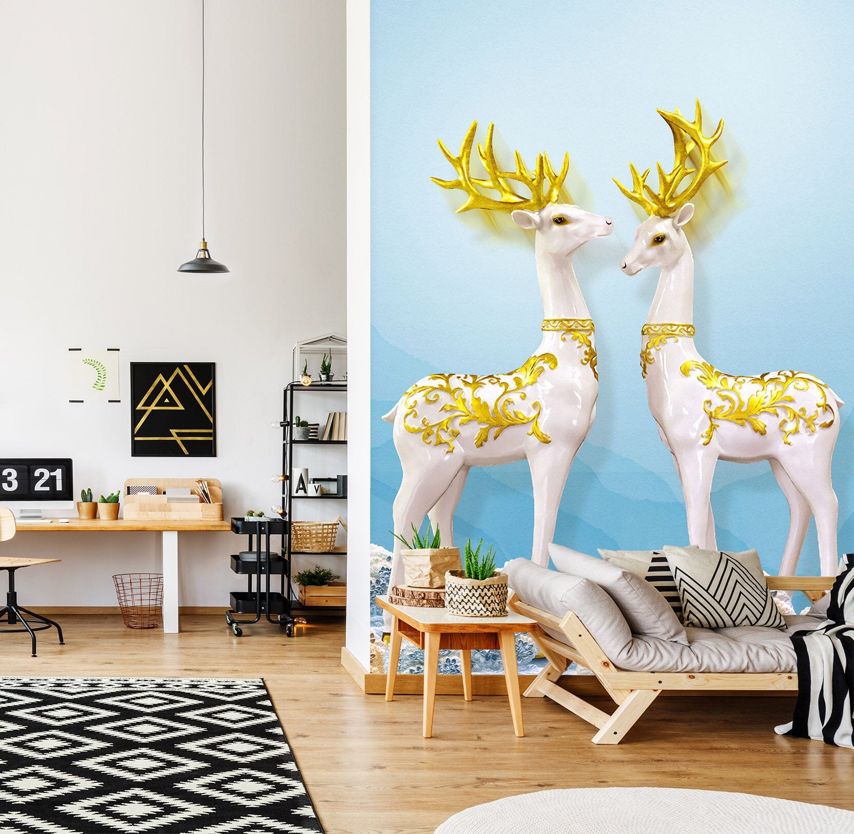 3D Golden Fawn 1807 Wall Murals Wallpaper AJ Wallpaper 2
