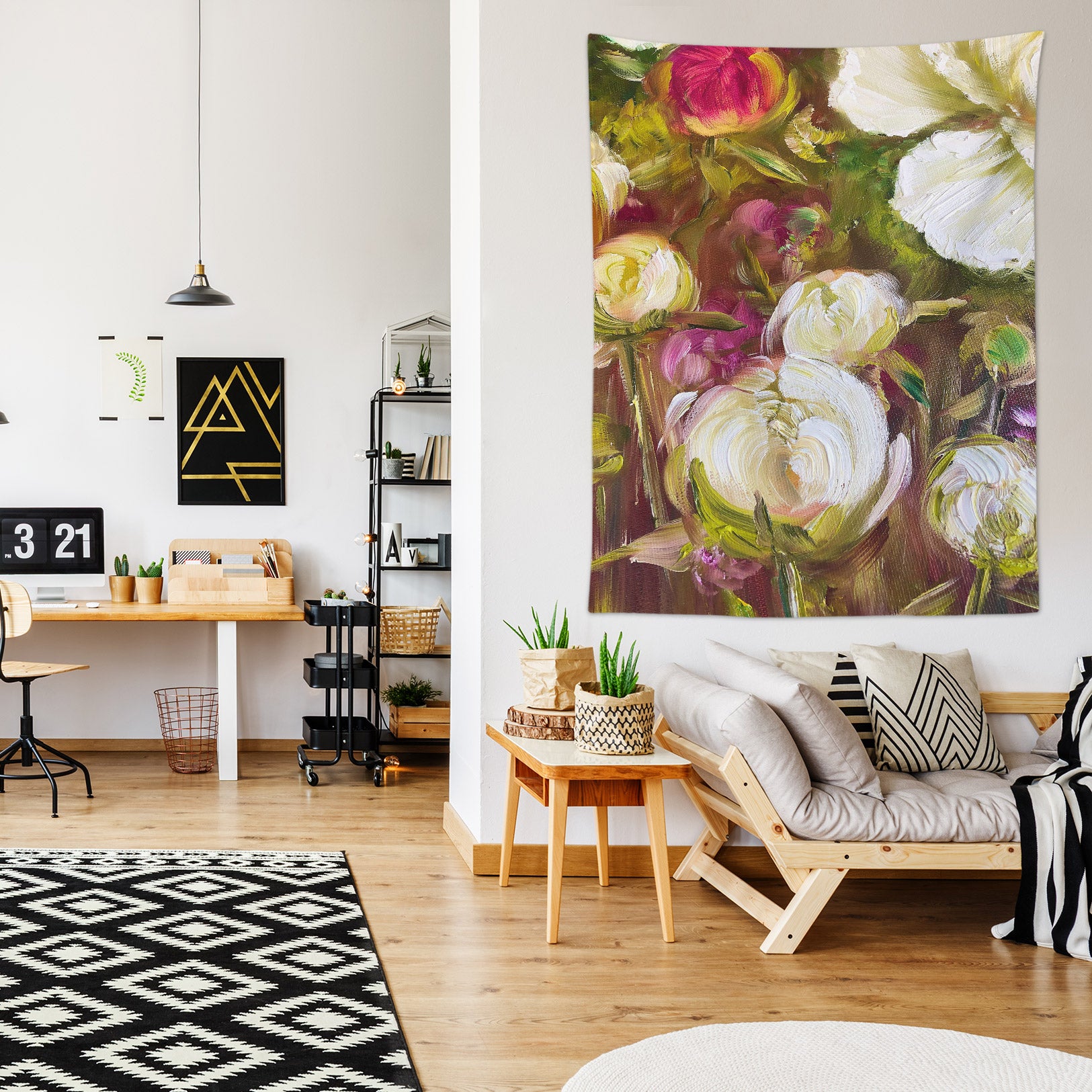 3D White Rose 3401 Skromova Marina Tapestry Hanging Cloth Hang