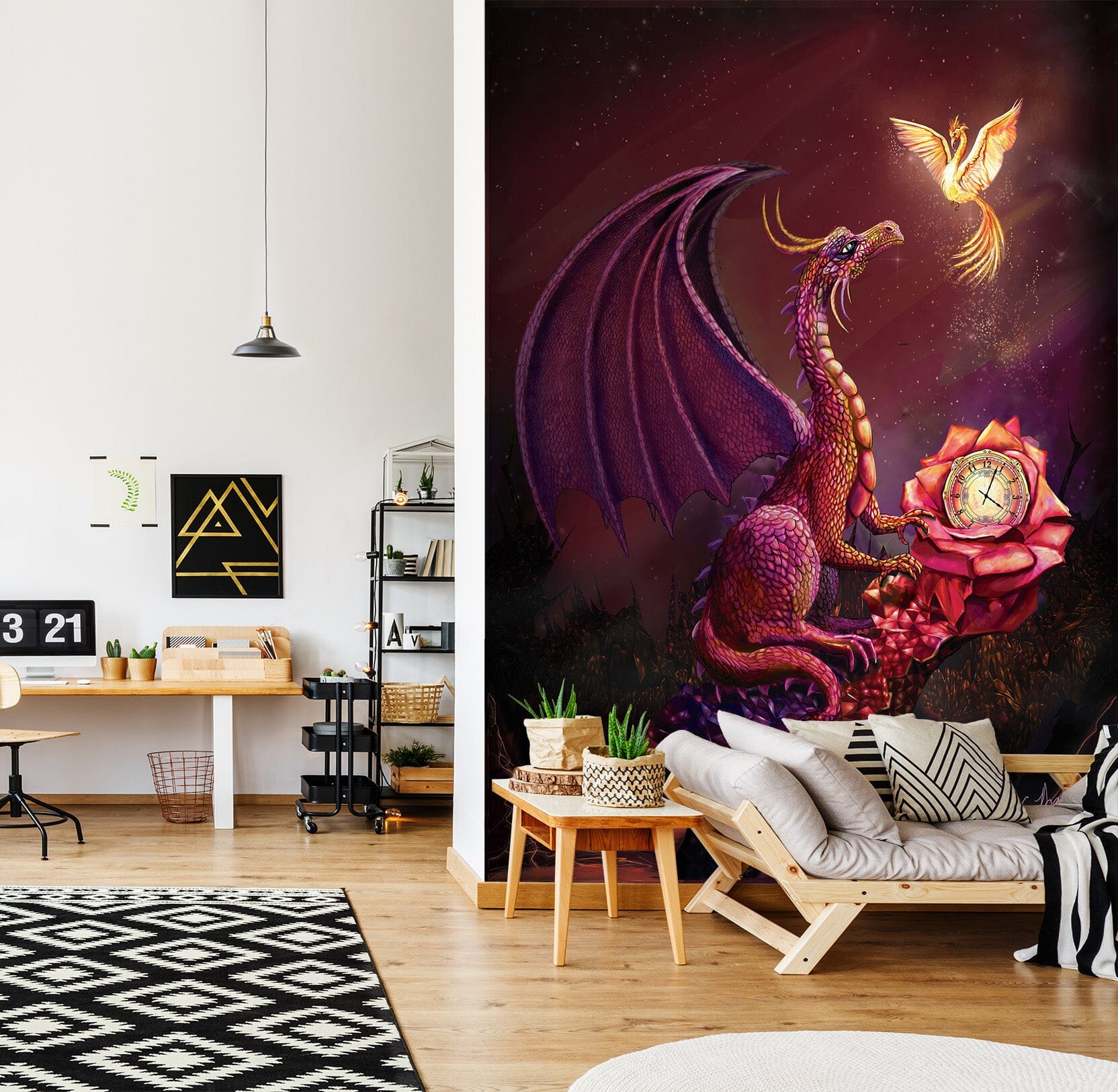 3D Flying Dragon 1423 Rose Catherine Khan Wall Mural Wall Murals Wallpaper AJ Wallpaper 2