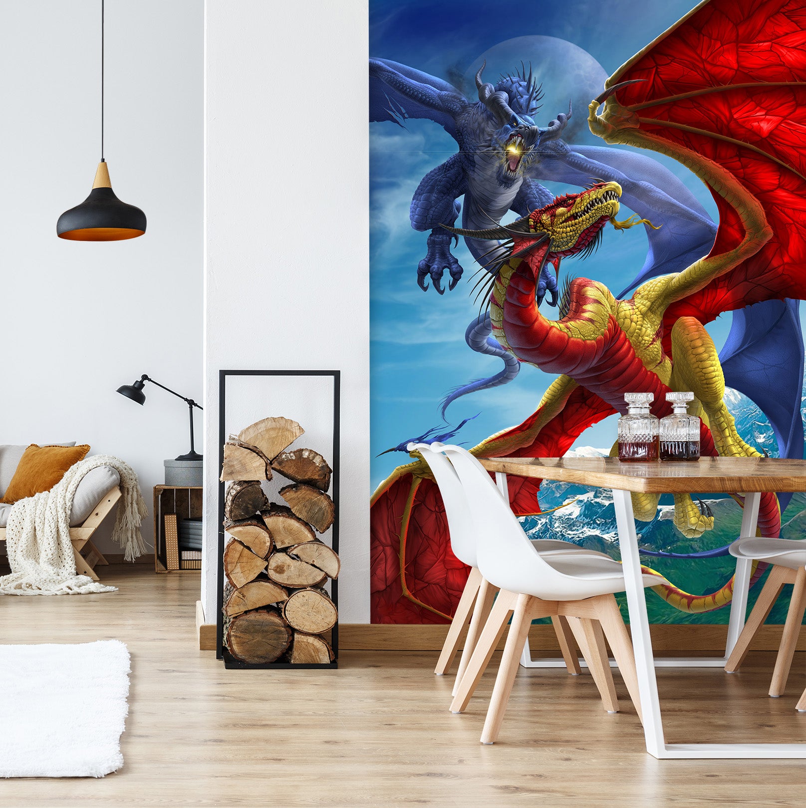3D Blue Red Dragon 5043 Tom Wood Wall Mural Wall Murals