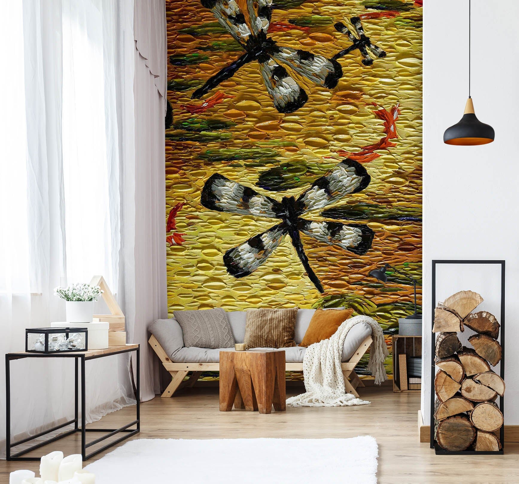 3D Golden Pond Dragonflies 1428 Dena Tollefson Wall Mural Wall Murals Wallpaper AJ Wallpaper 2