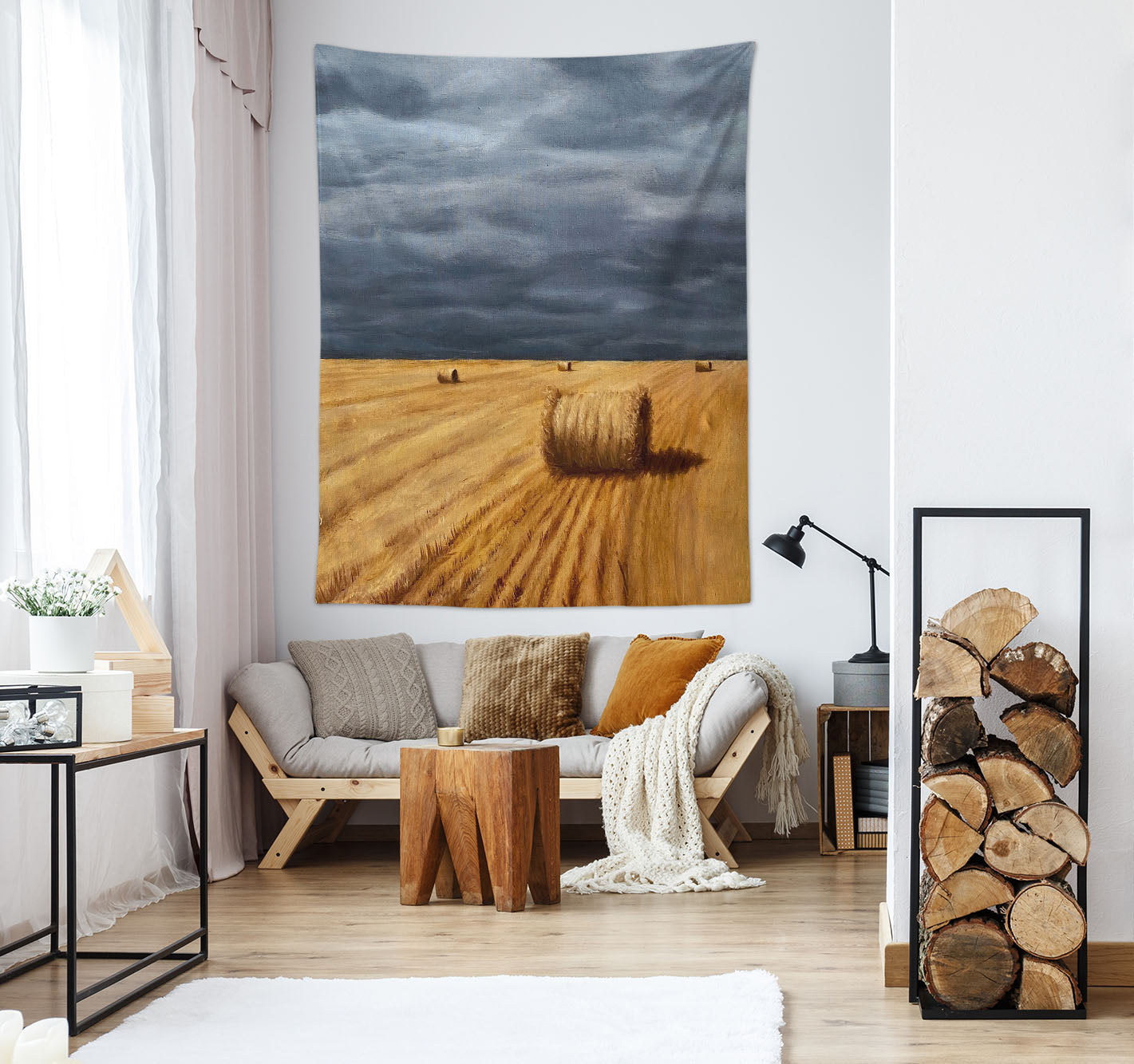 3D Haystack Field 5282 Marina Zotova Tapestry Hanging Cloth Hang