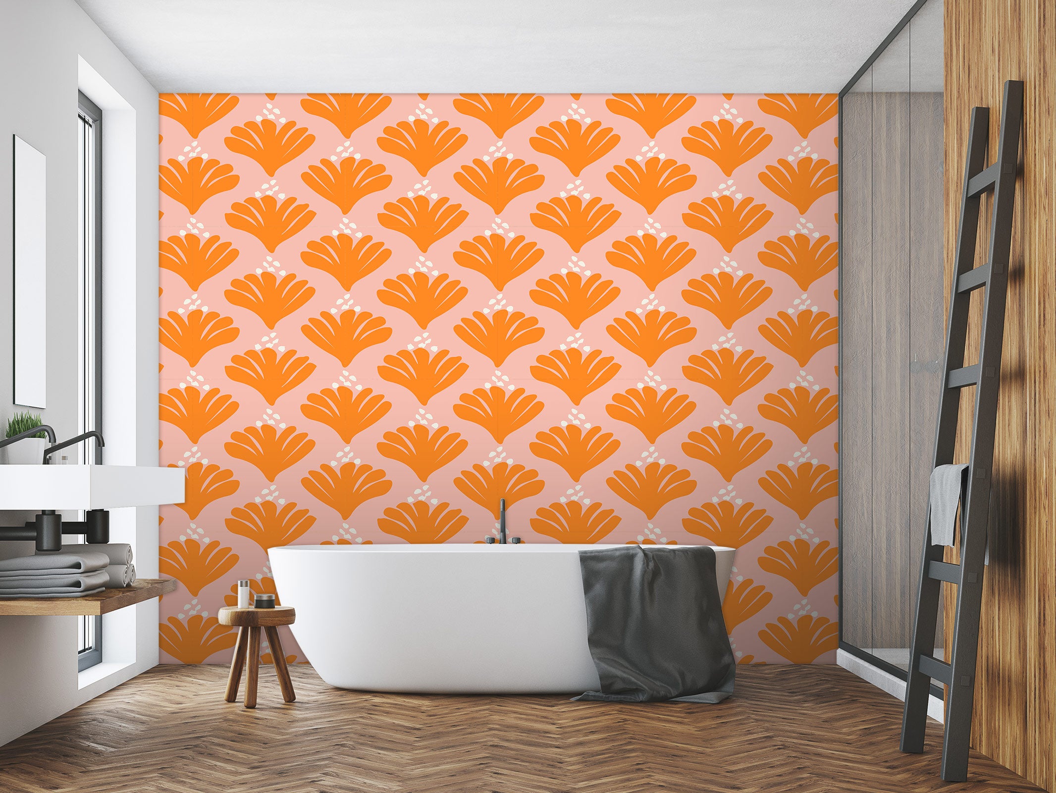 3D Orange Fan Pattern 12050 Kashmira Jayaprakash Wall Mural Wall Murals