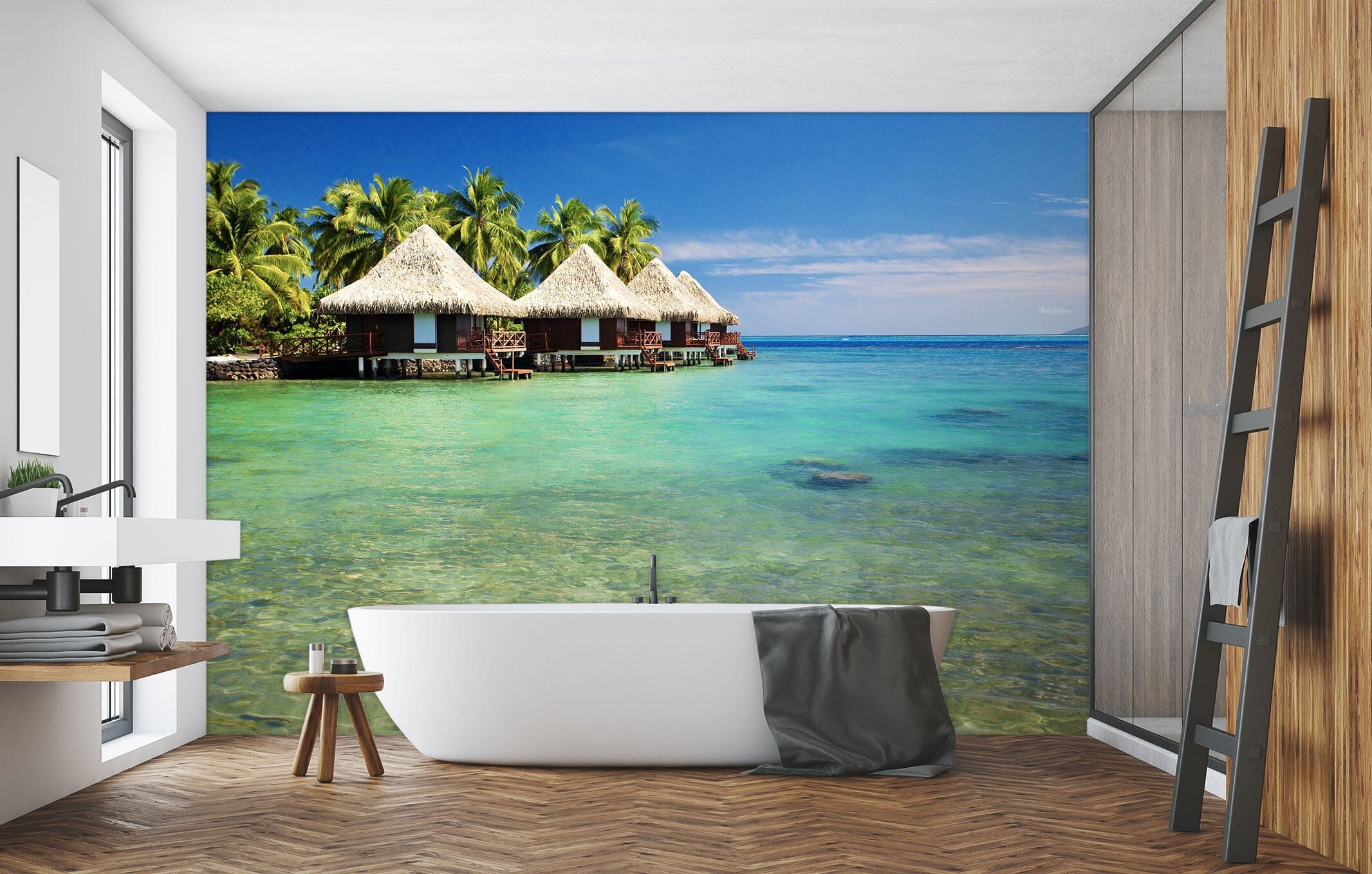 3D Sea Stones Cabin 087 Wall Murals Wallpaper AJ Wallpaper 2