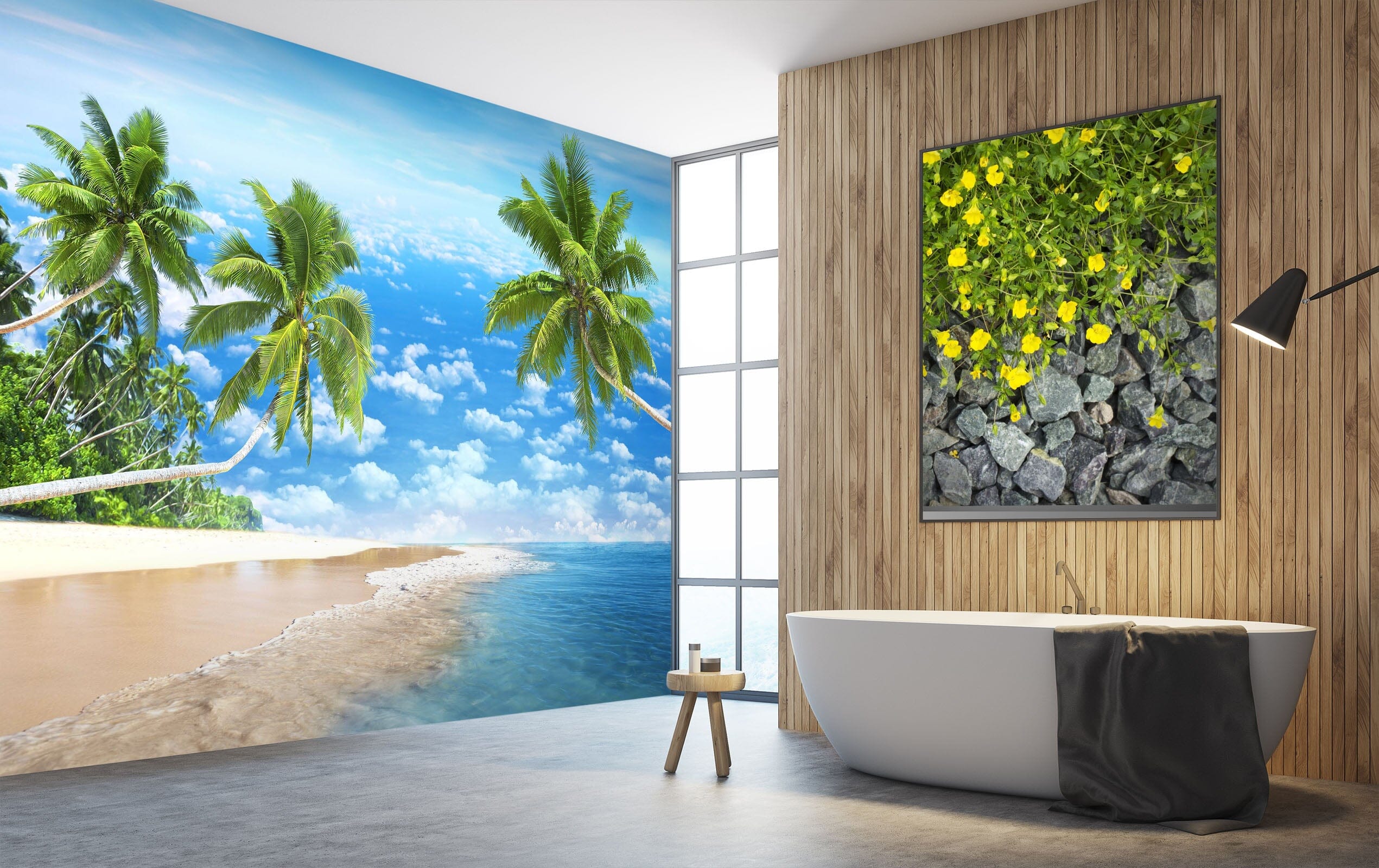3D Ocean Coconut Tree 003 Wall Murals Wallpaper AJ Wallpaper 2