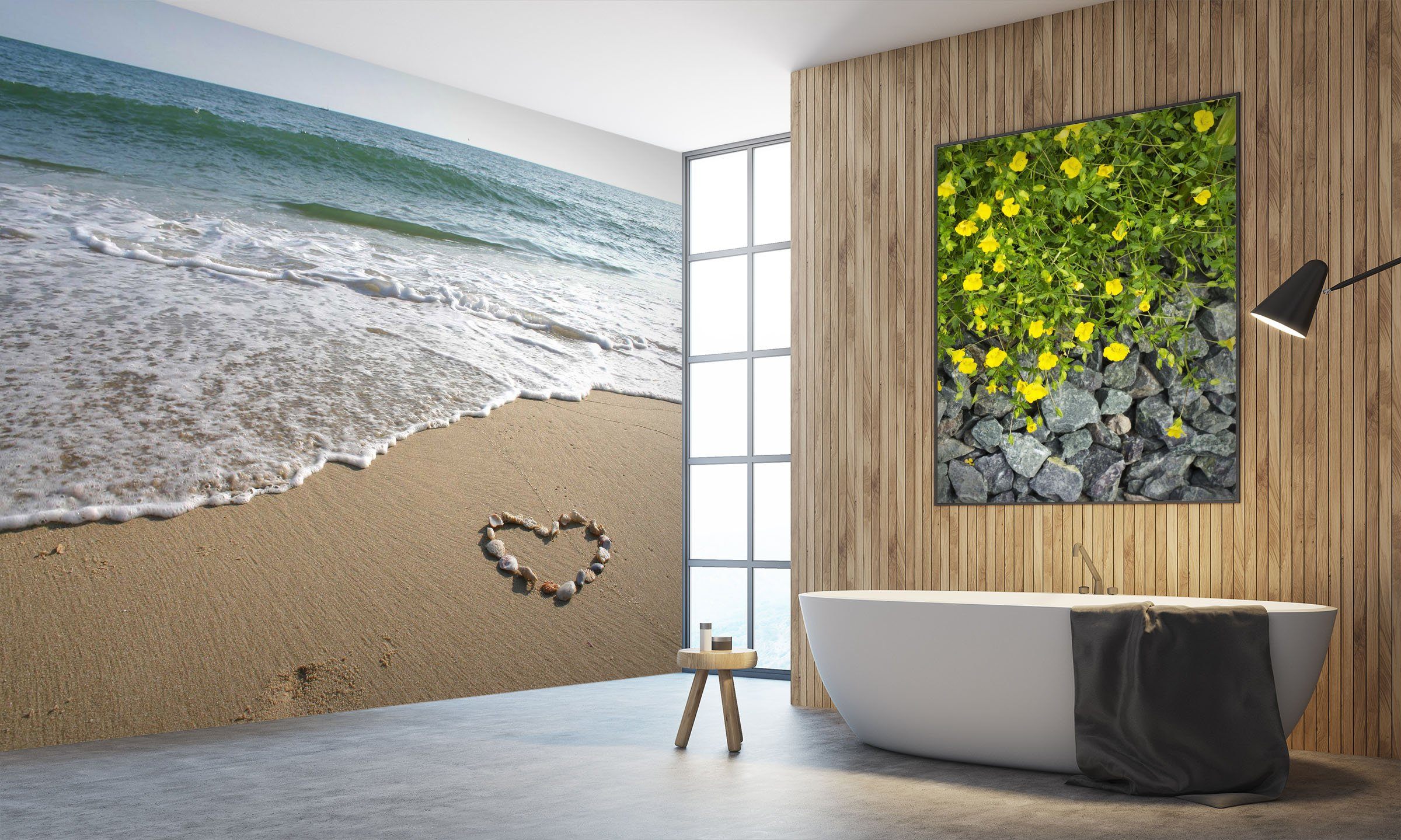 3D Beach Heart Type 099 Wall Murals Wallpaper AJ Wallpaper 2