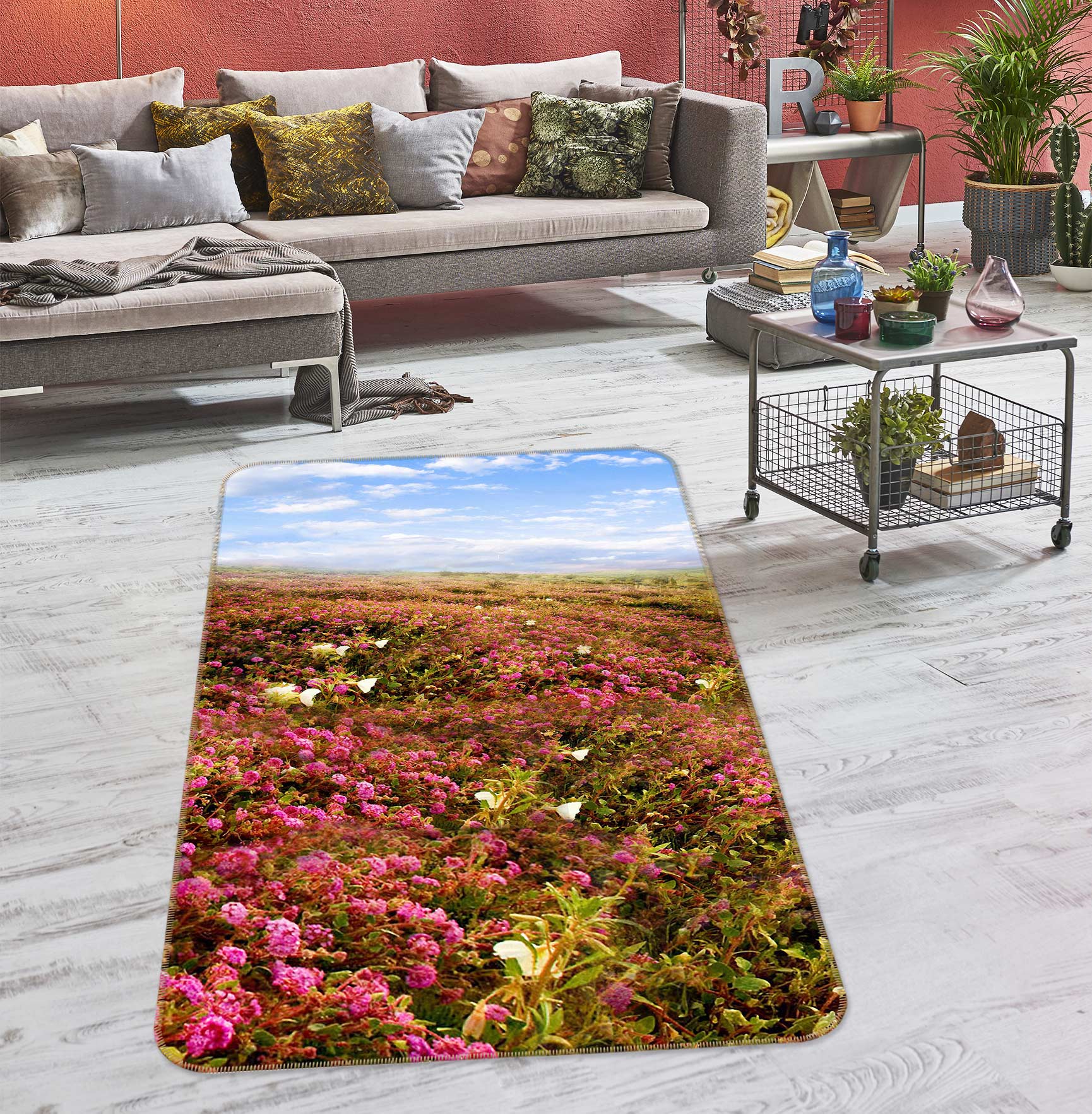 3D Flower Sea 76087 Non Slip Rug Mat