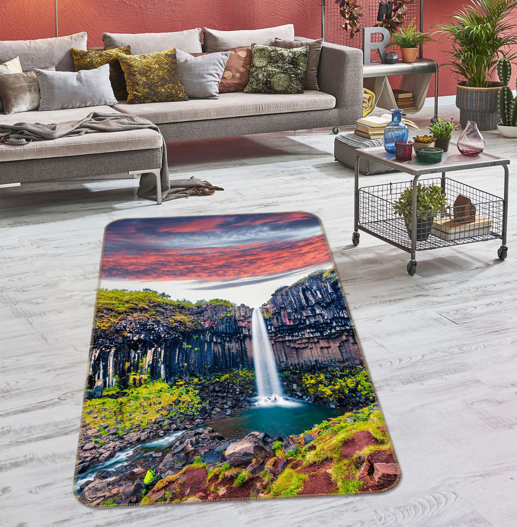 3D Mountain Waterfall 26162 Non Slip Rug Mat