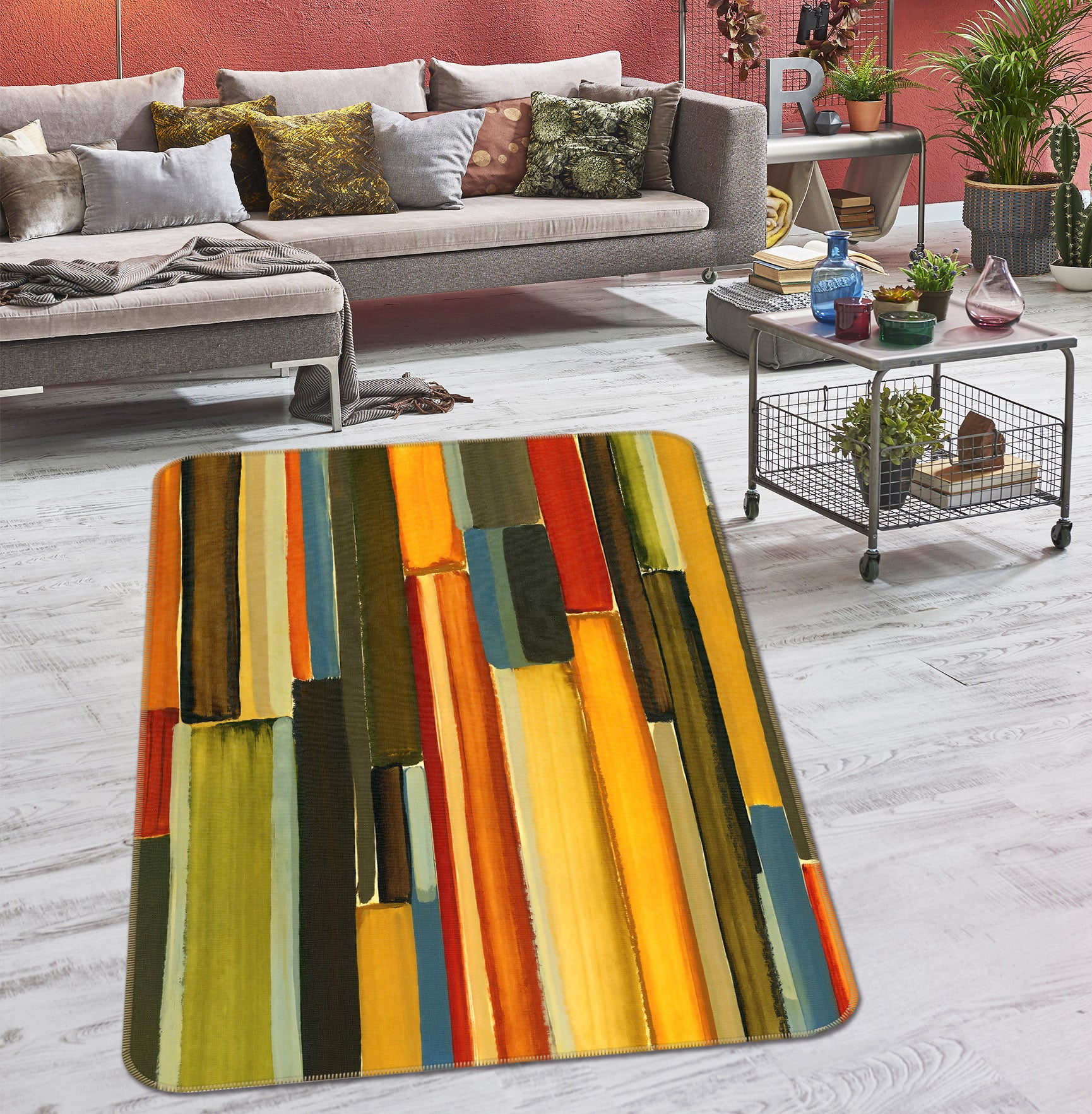 3D Color Bars 65049 Non Slip Rug Mat