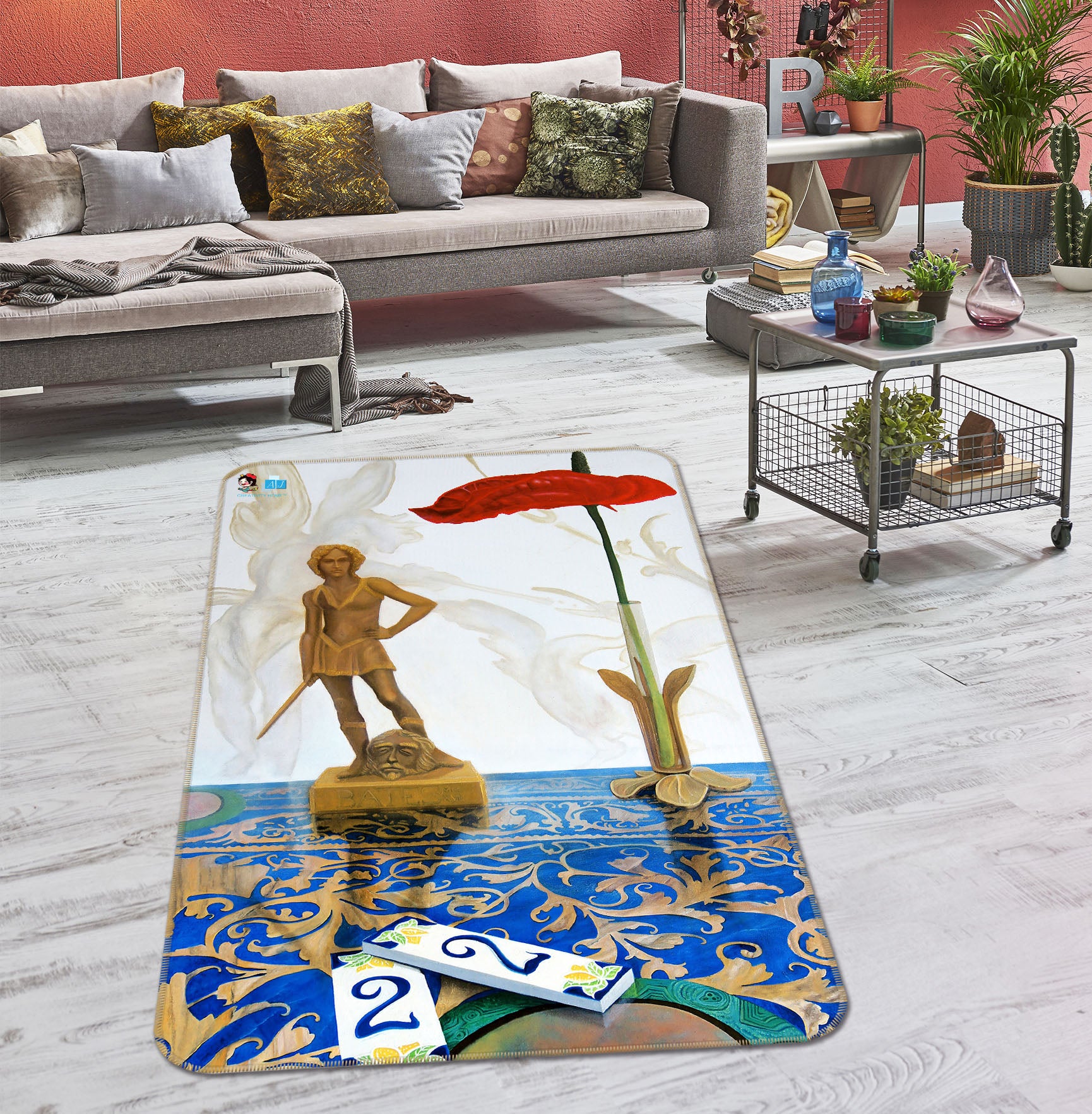 3D Portrait Statue 11157 Matthew Holden Bates Rug Non Slip Rug Mat