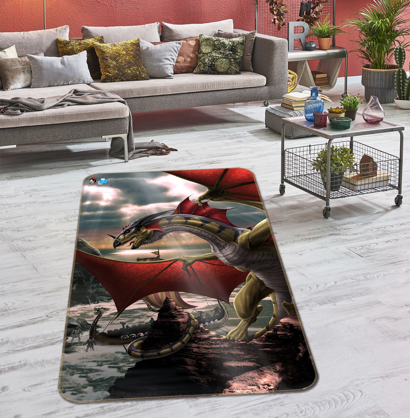 3D Pterosaur 4126 Tom Wood Rug Non Slip Rug Mat