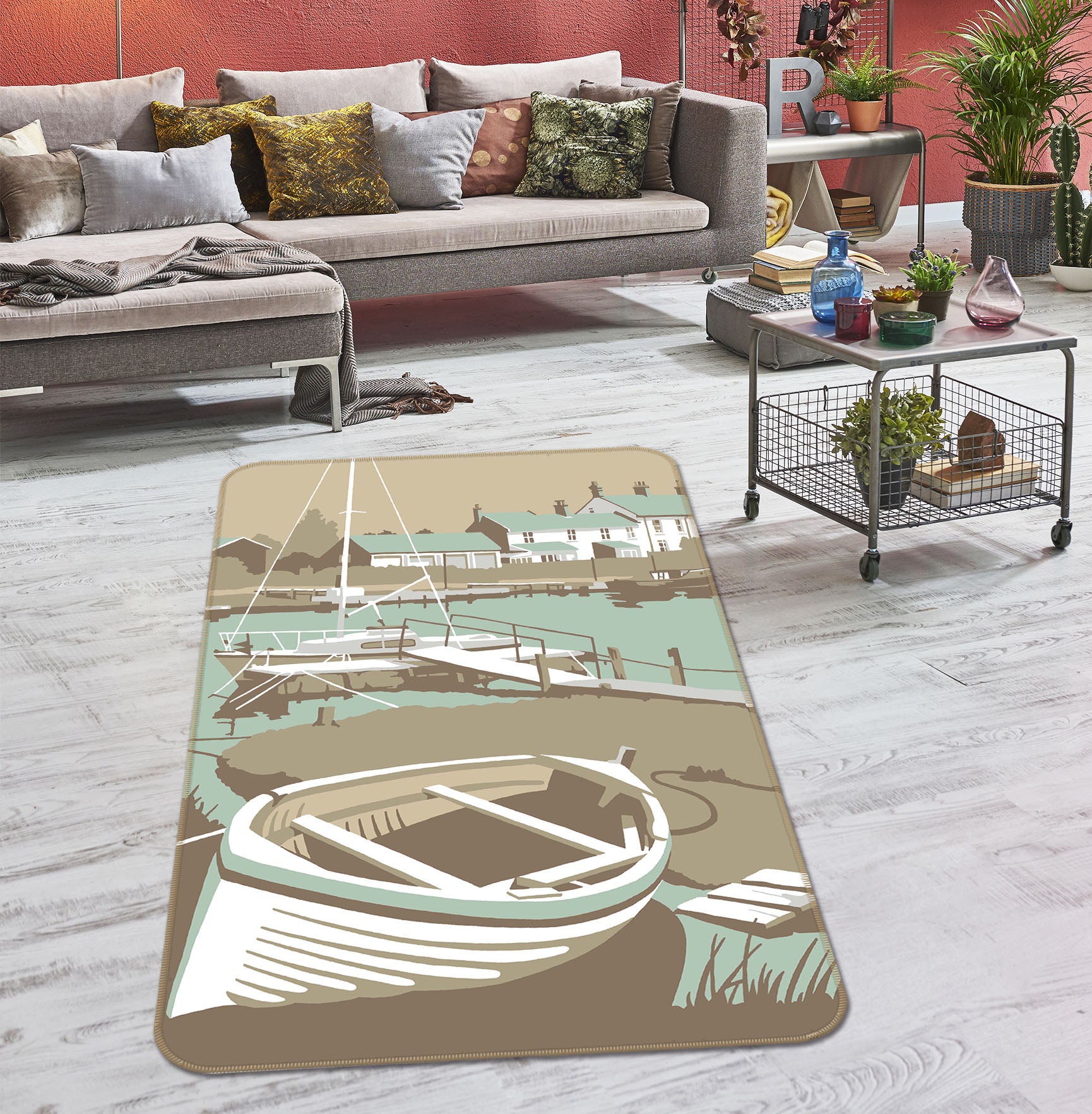 3D Southwold Harbour 84293 Steve Read Rug Non Slip Rug Mat