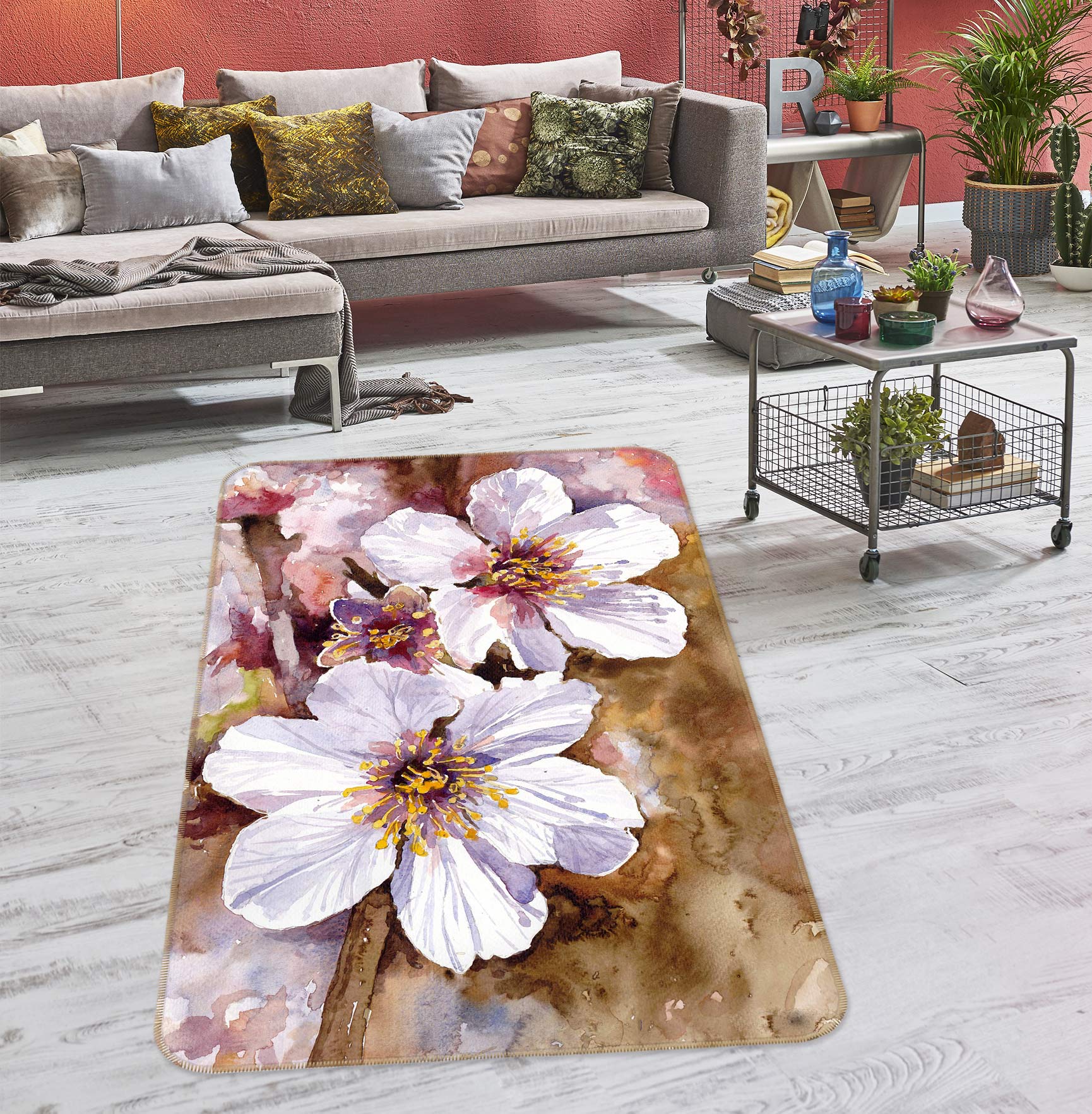 3D Flowers 27016 Non Slip Rug Mat