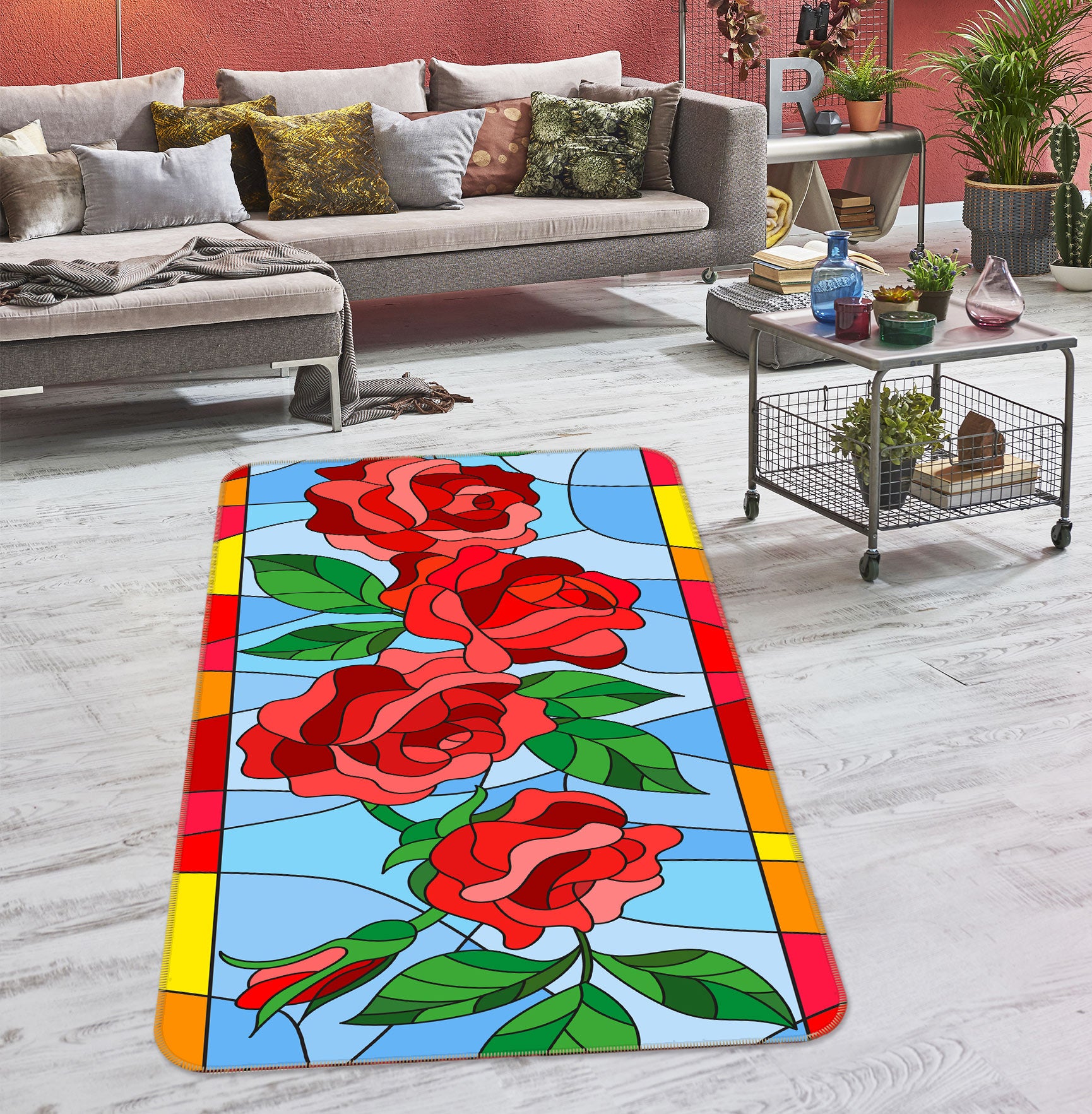 3D Rose Flower 33090 Non Slip Rug Mat