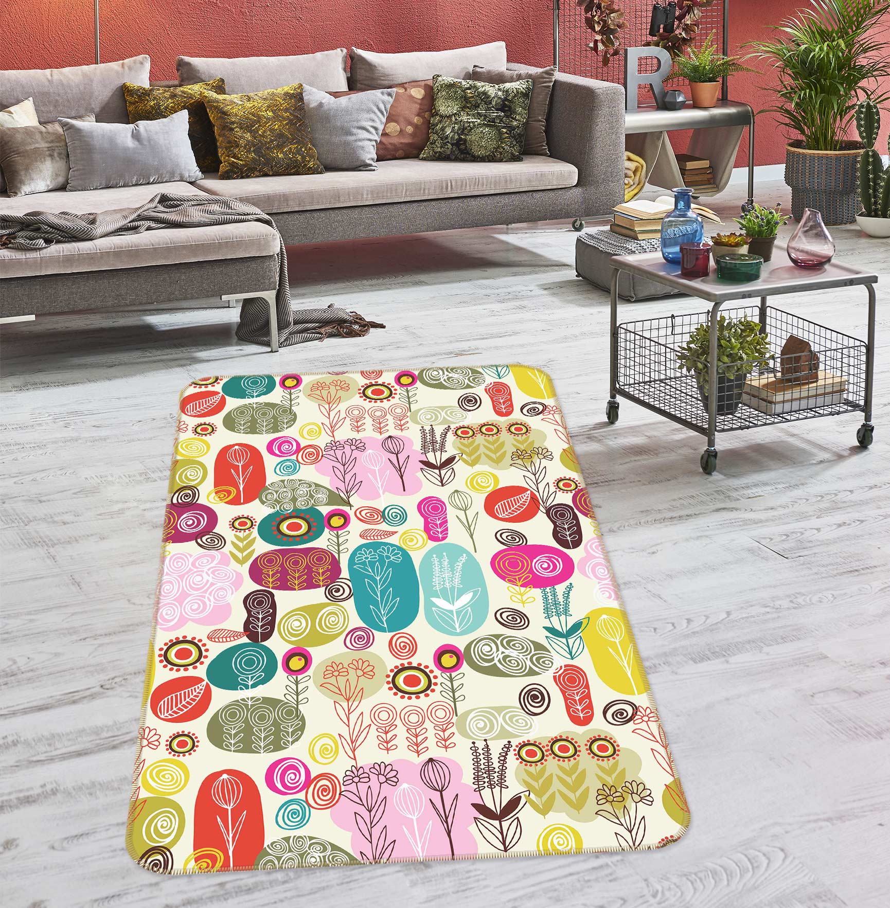 3D Color Tree Pattern 76178 Non Slip Rug Mat