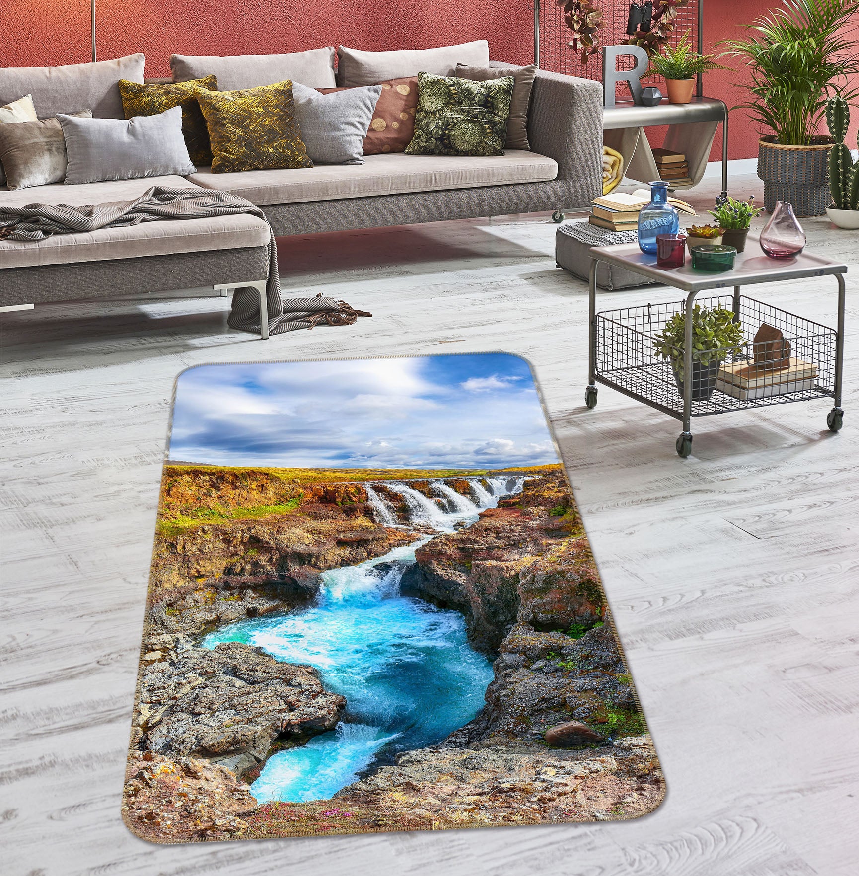 3D Mountains Rivers 26212 Non Slip Rug Mat