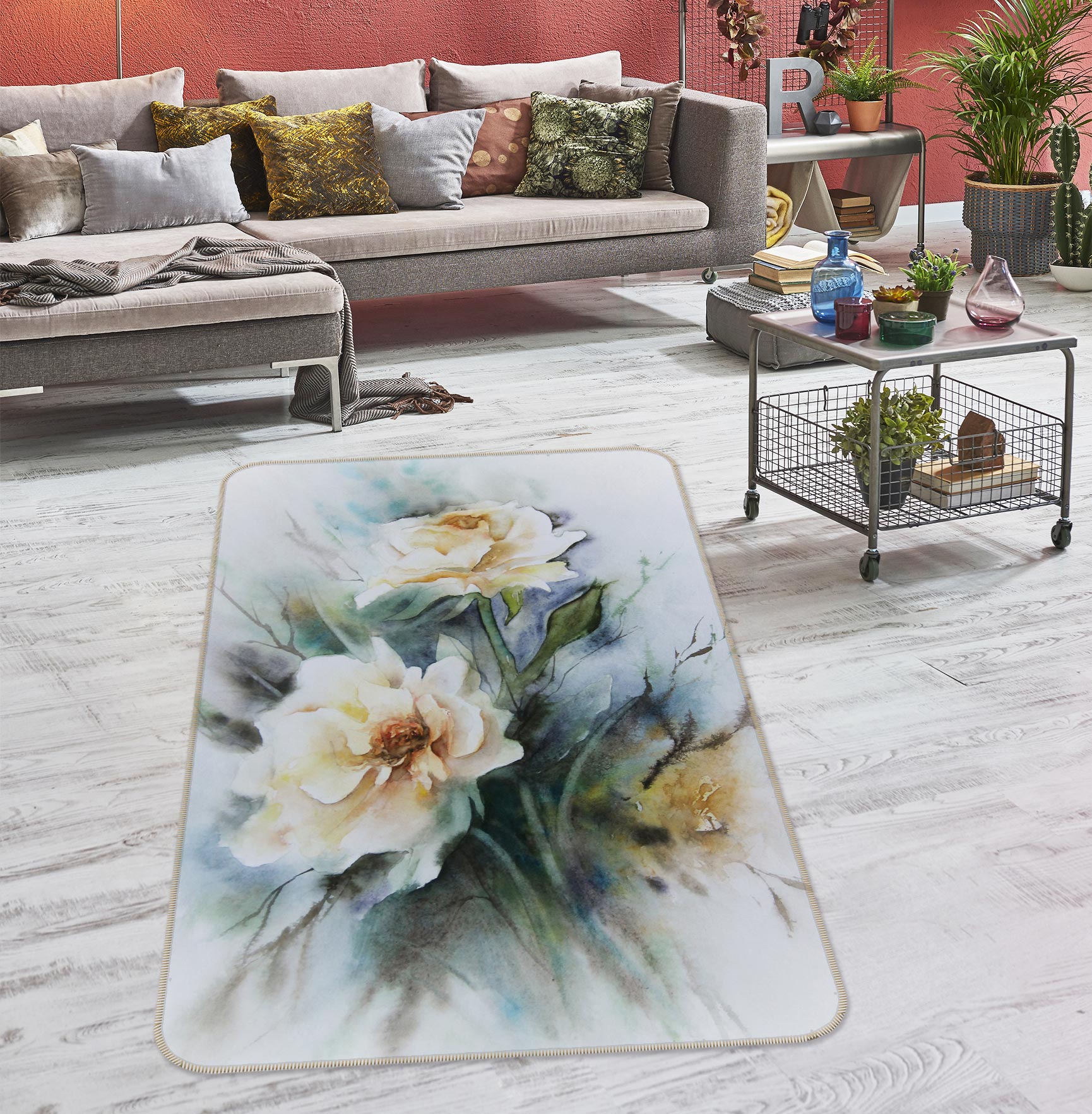 3D Flowers 27015 Non Slip Rug Mat