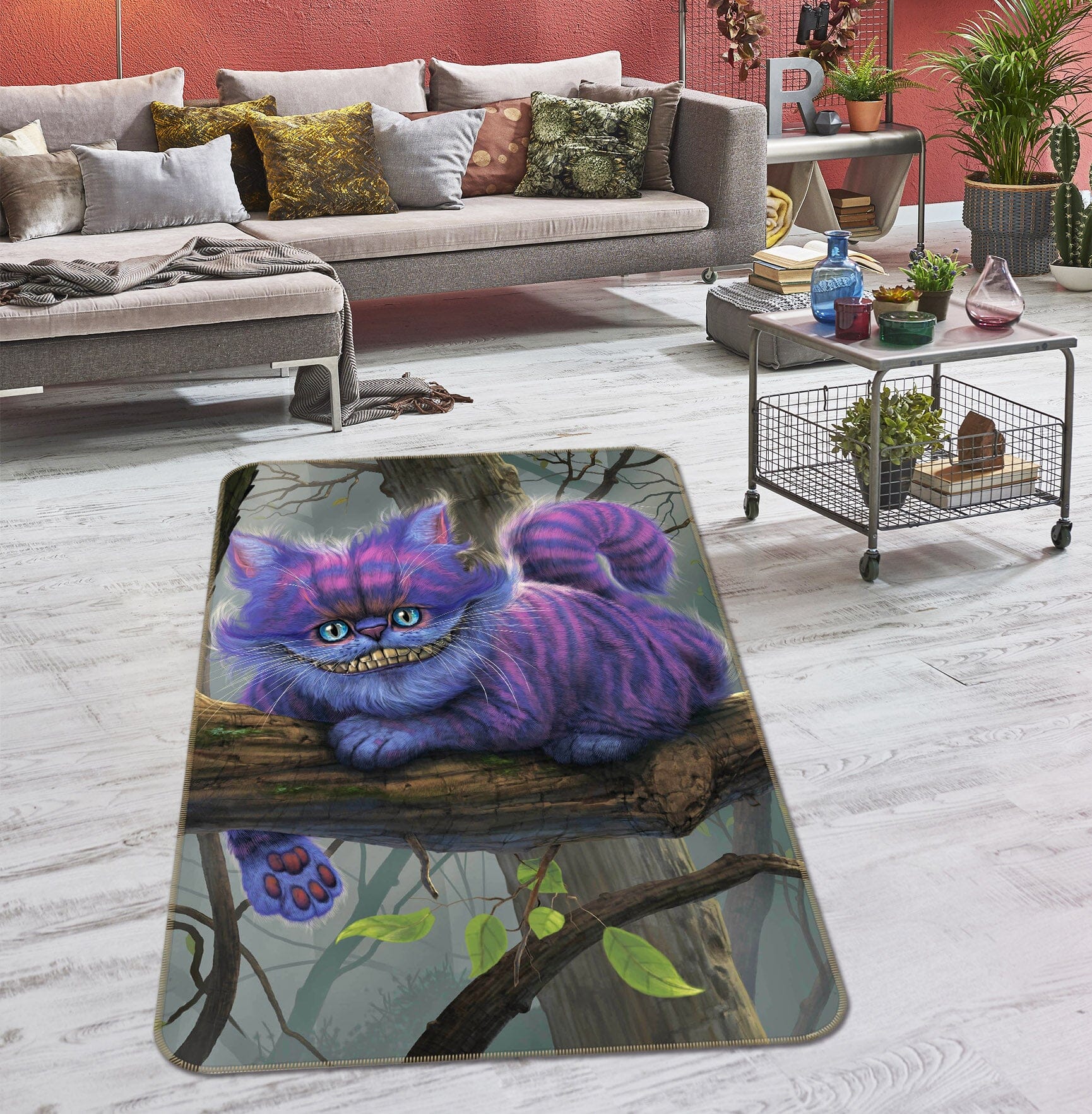 3D Cheshire Cat 1020 Vincent Hie Rug Non Slip Rug Mat Mat AJ Creativity Home