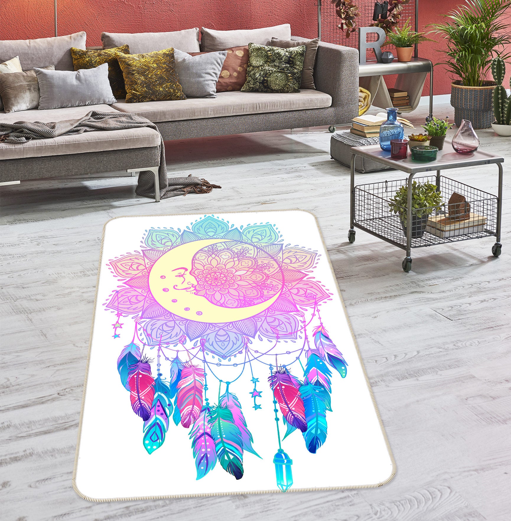3D Moon Dream Catcher 37133 Non Slip Rug Mat
