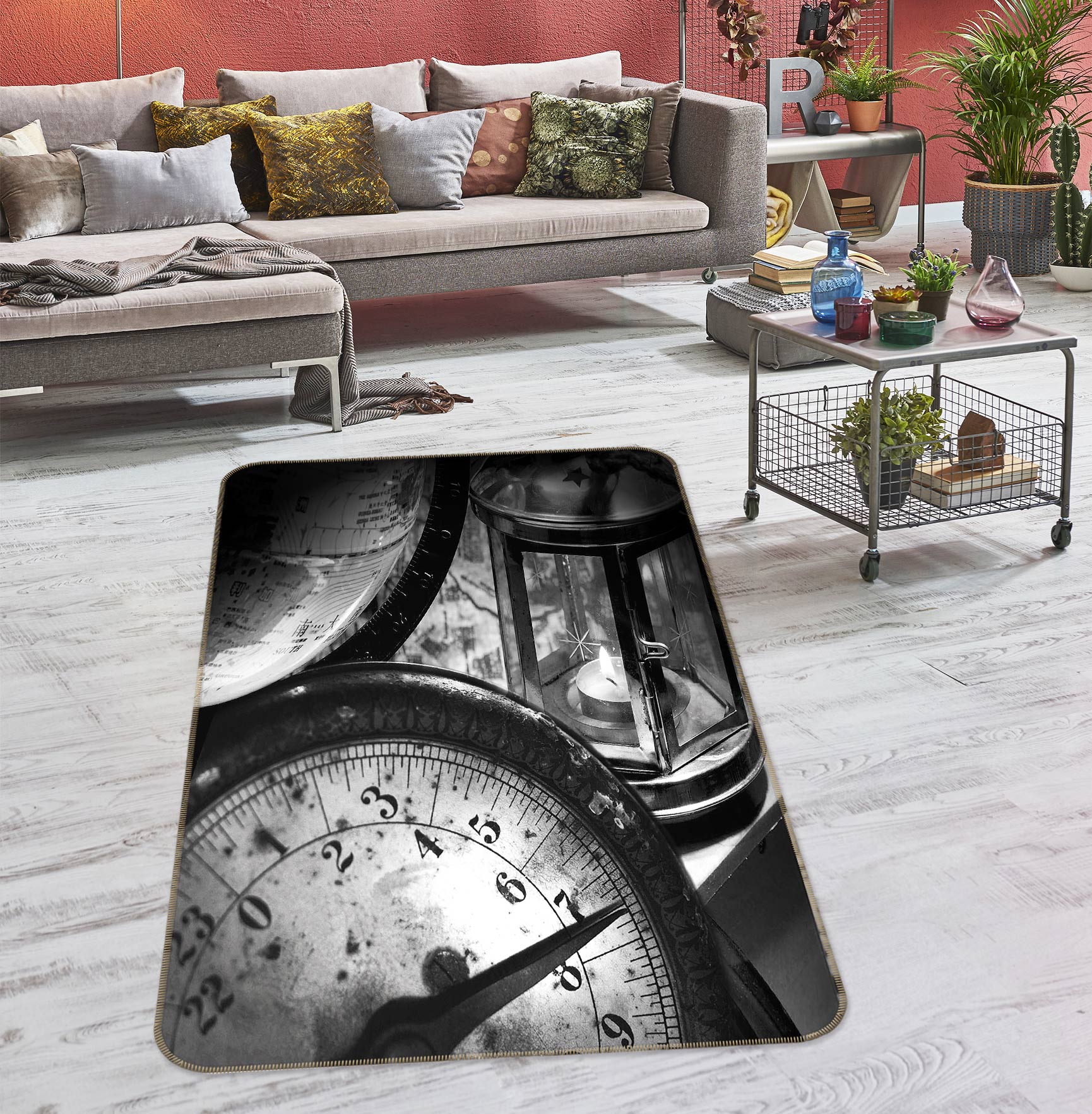 3D Clock Candle 76122 Non Slip Rug Mat
