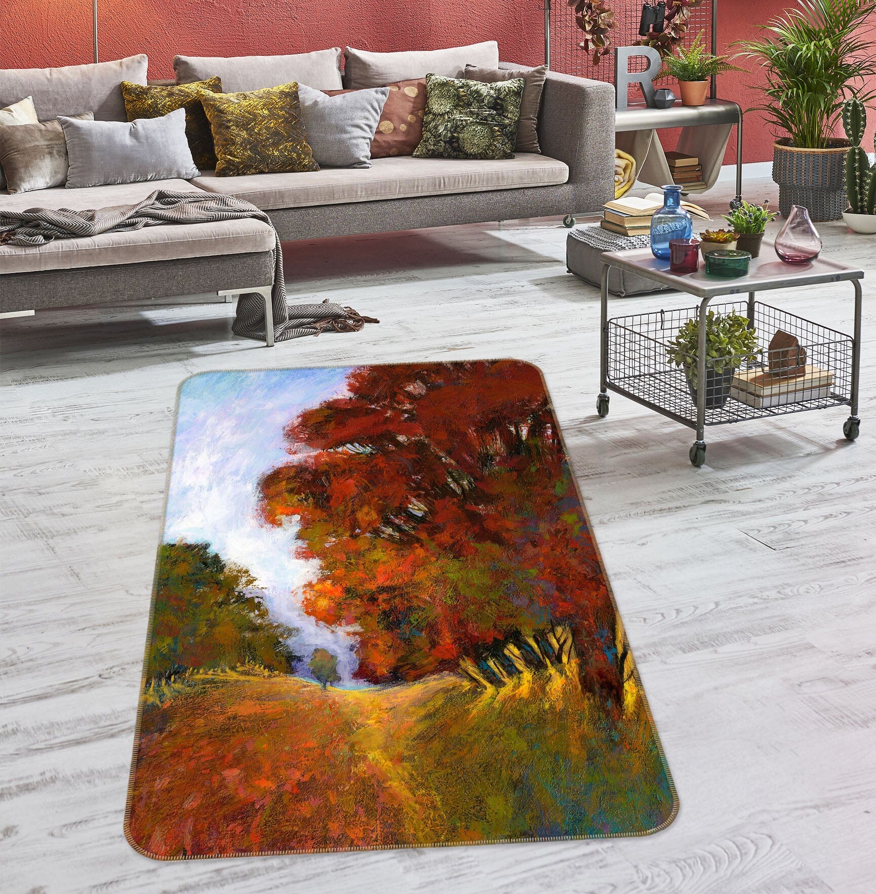 3D Sunny Maple Leaf 1112 Michael Tienhaara Rug Non Slip Rug Mat Mat AJ Creativity Home