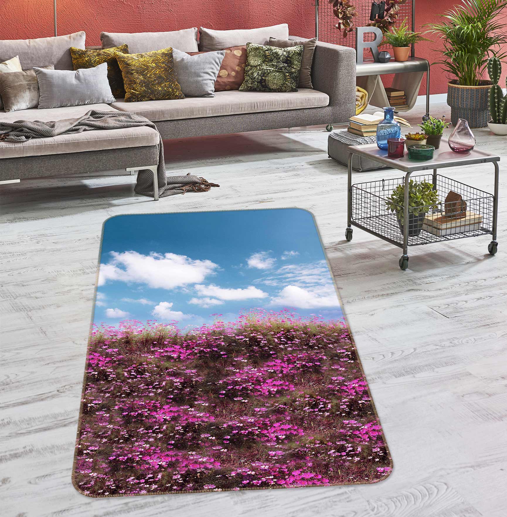 3D Flower Bush 76074 Non Slip Rug Mat
