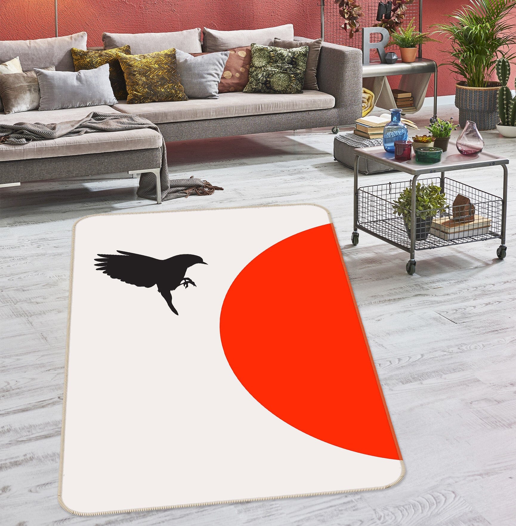 3D Sun Magpie 1028 Boris Draschoff Rug Non Slip Rug Mat Mat AJ Creativity Home