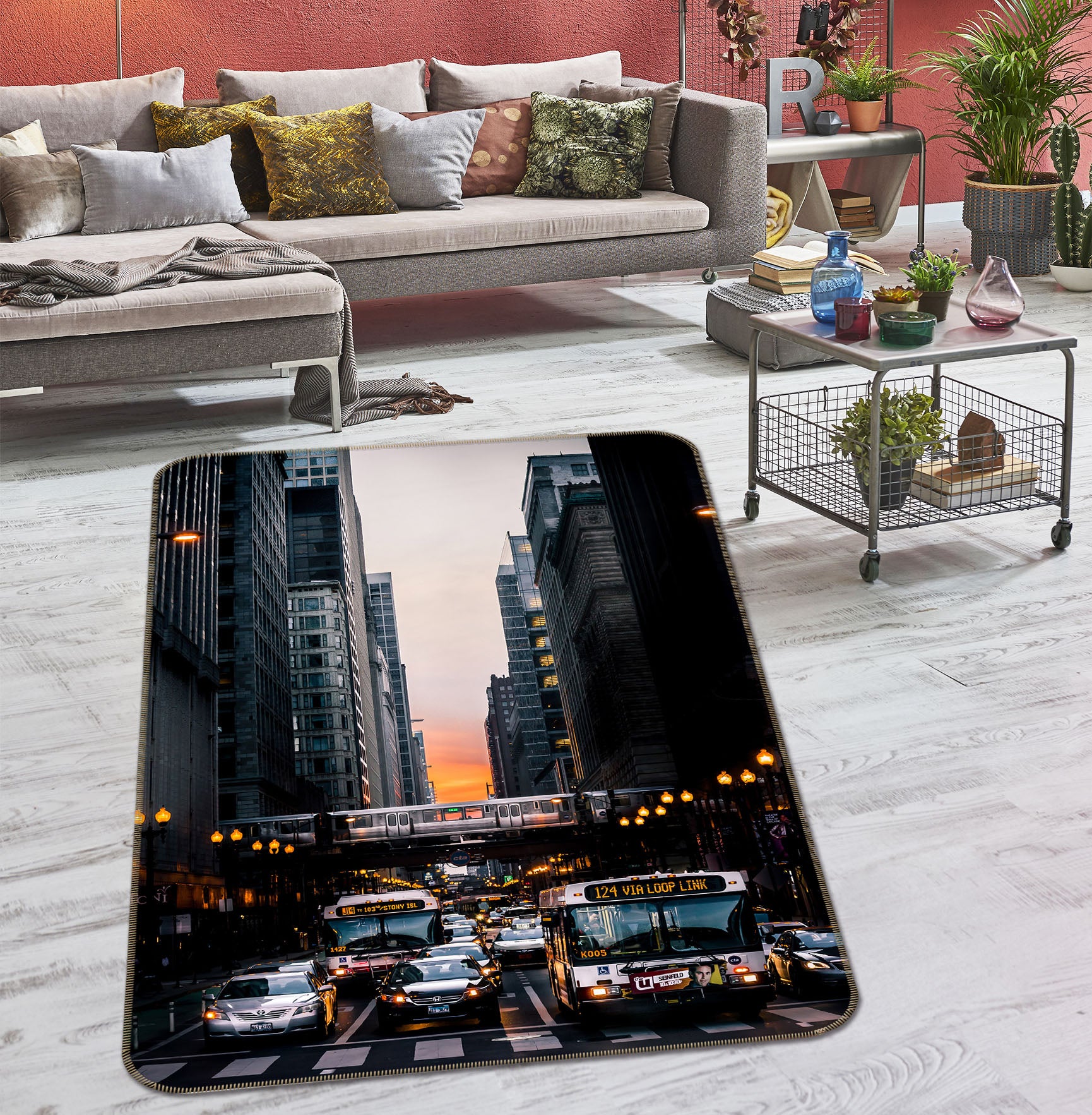 3D Vehicle Tall Building 68135 Vehicle Non Slip Rug Mat