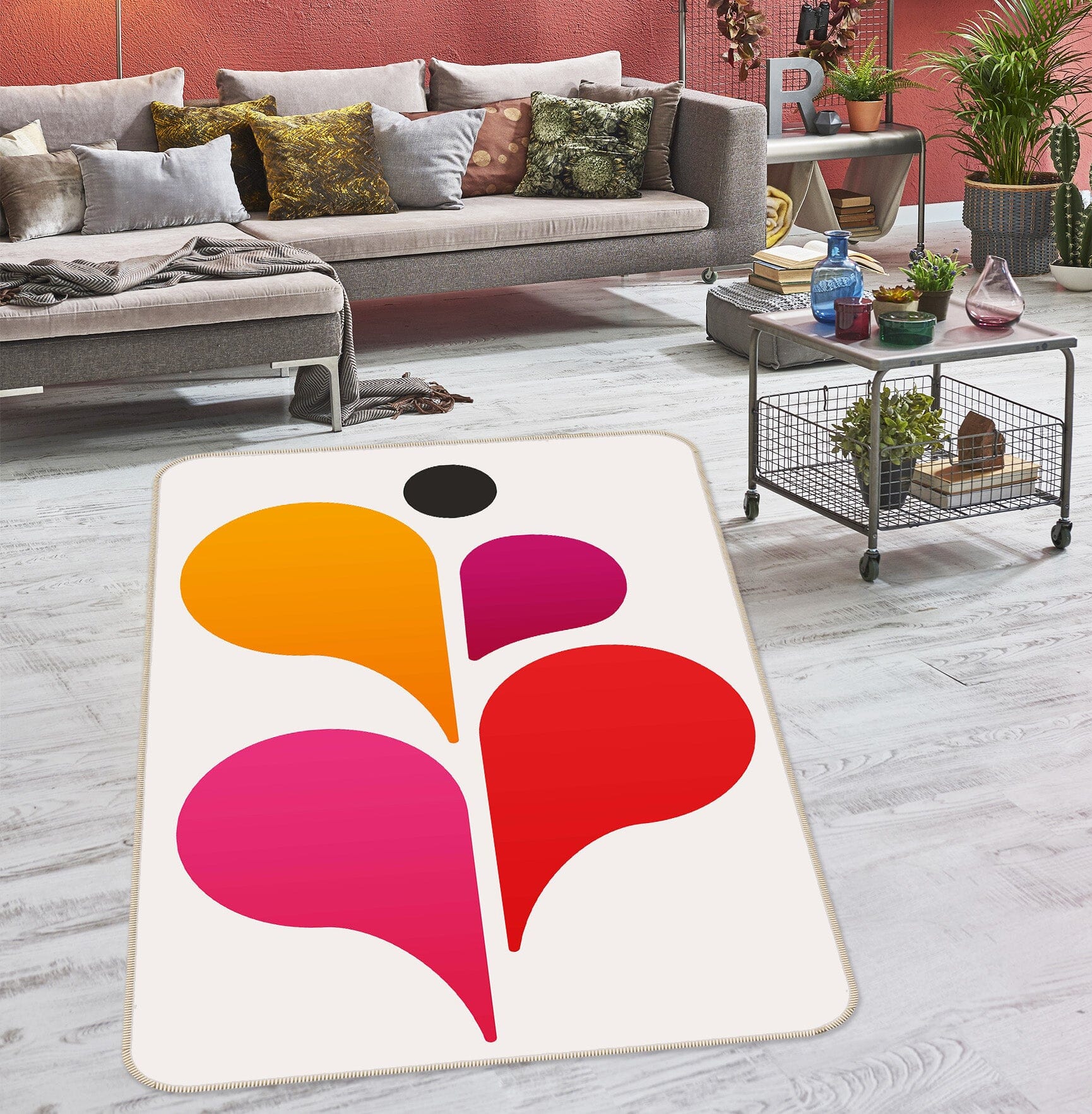 3D Red Petals 1003 Boris Draschoff Rug Non Slip Rug Mat Mat AJ Creativity Home
