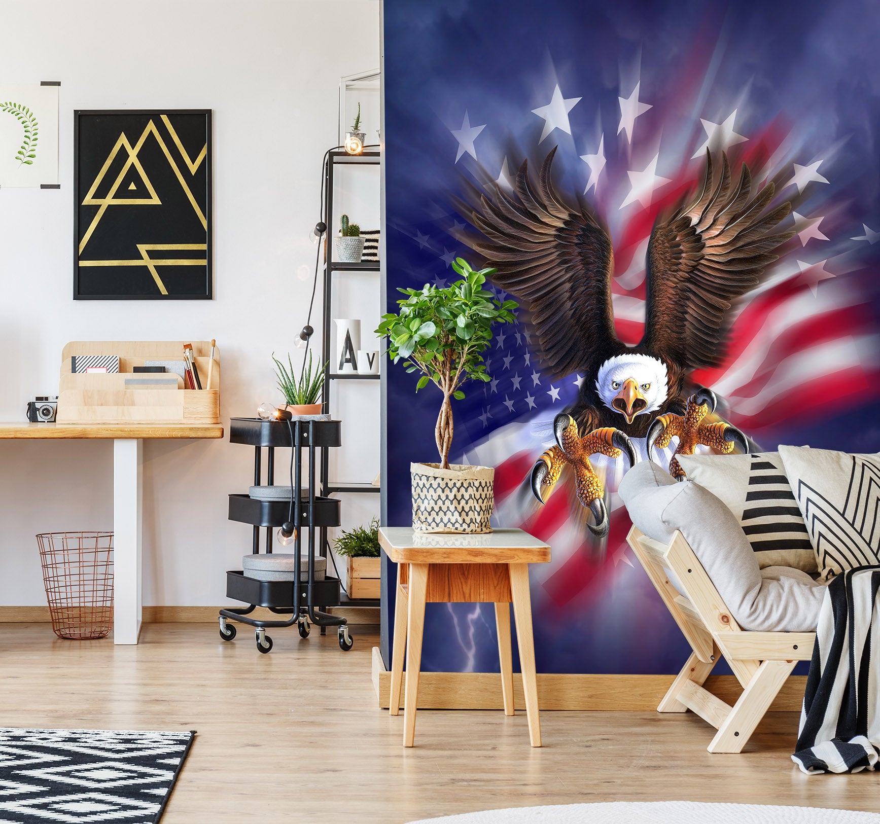 3D Patriotic Eagle 85031 Jerry LoFaro Wall Mural Wall Murals