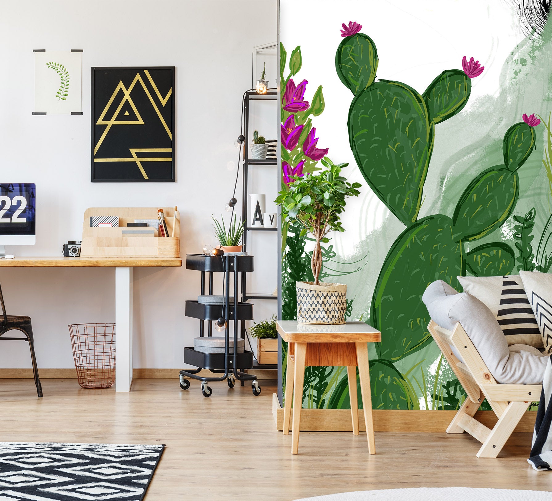 3D Green Cactus 1283 Jacqueline Reynoso Wall Mural Wall Murals