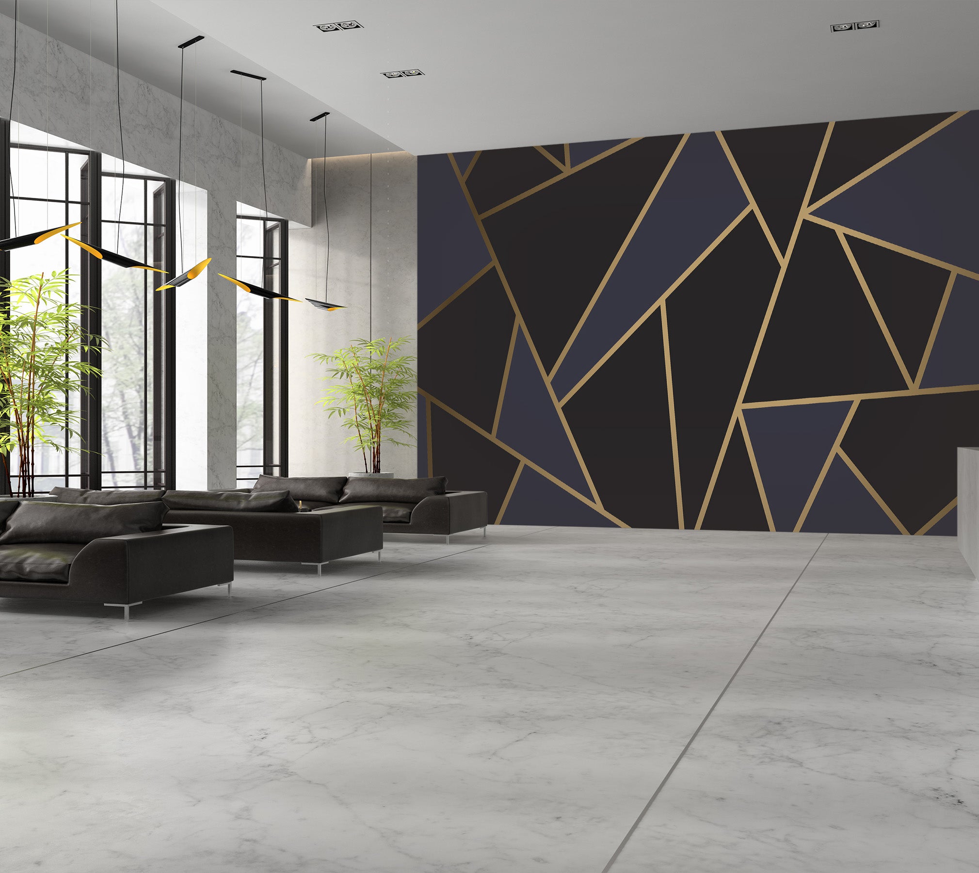 3D Pure Black Stripes 045 Wall Murals