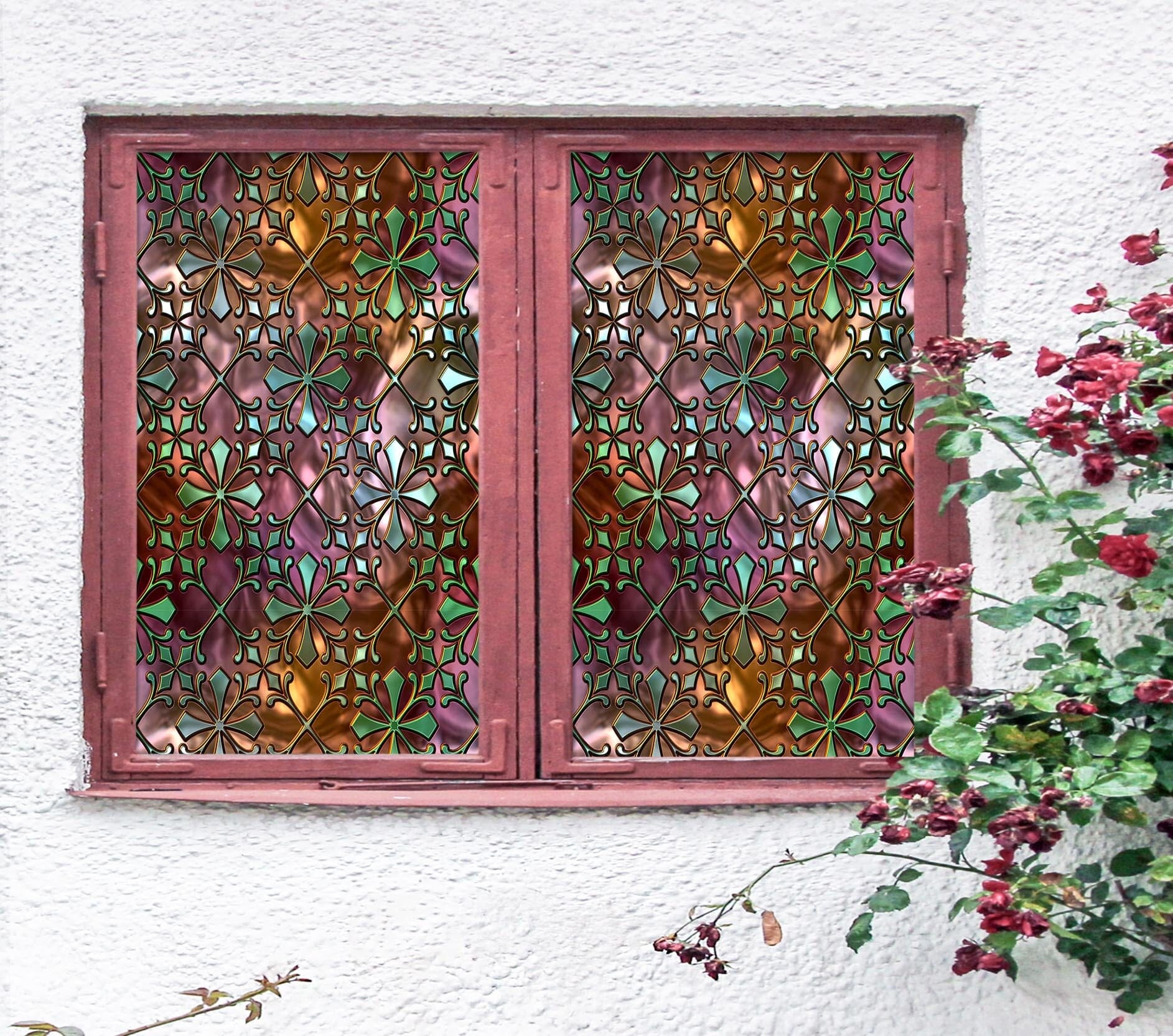 3D Window Grille 434 Window Film Print Sticker Cling Stained Glass UV Block Wallpaper AJ Wallpaper 2