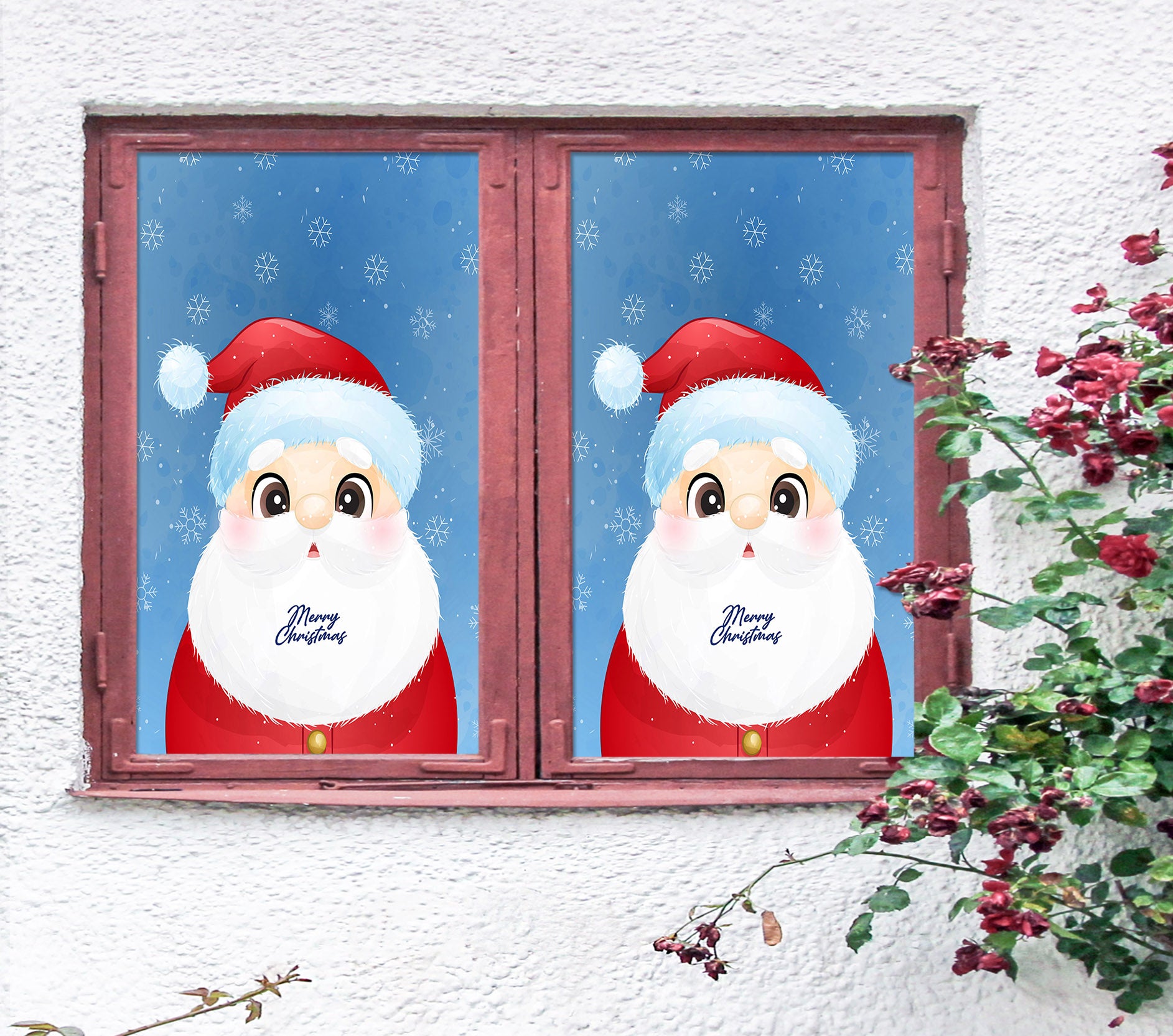 3D Santa Claus 43060 Christmas Window Film Print Sticker Cling Stained Glass Xmas