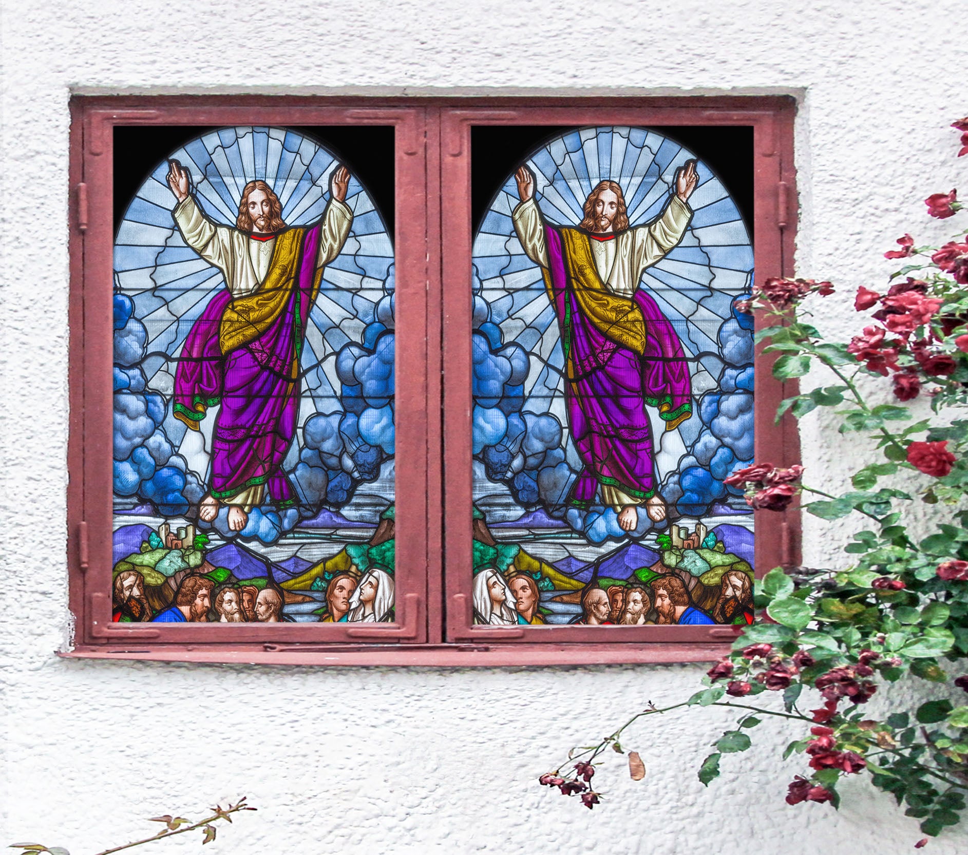 3D Priesthood Cloud 069 Window Film Print Sticker Cling Stained Glass UV Block