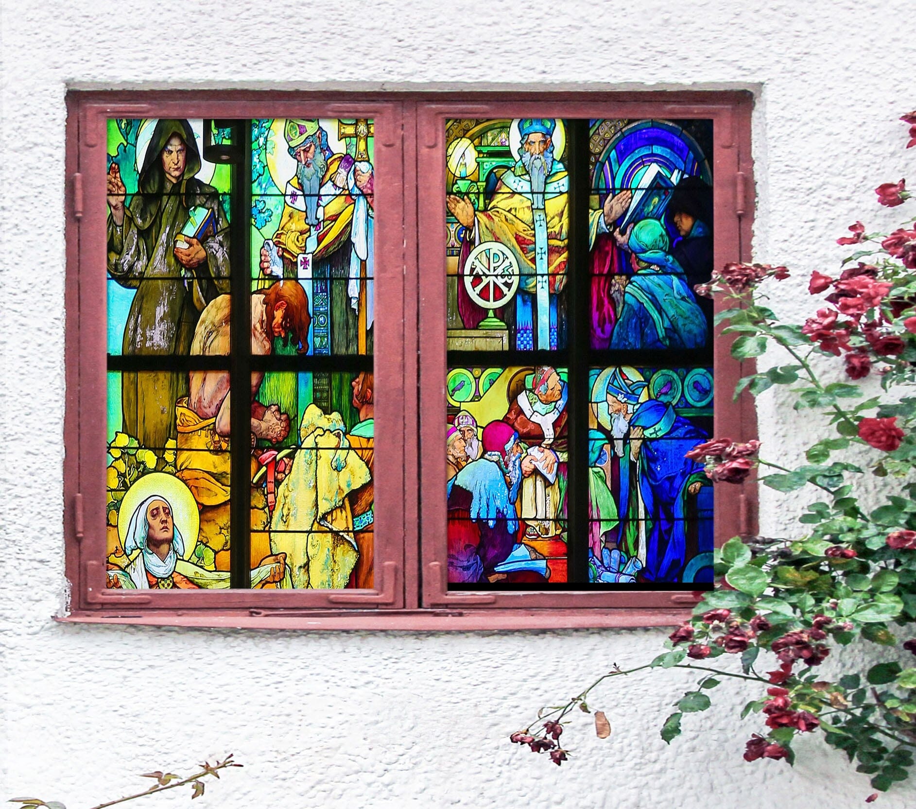 3D Believers Pray 335 Window Film Print Sticker Cling Stained Glass UV Block Wallpaper AJ Wallpaper 2