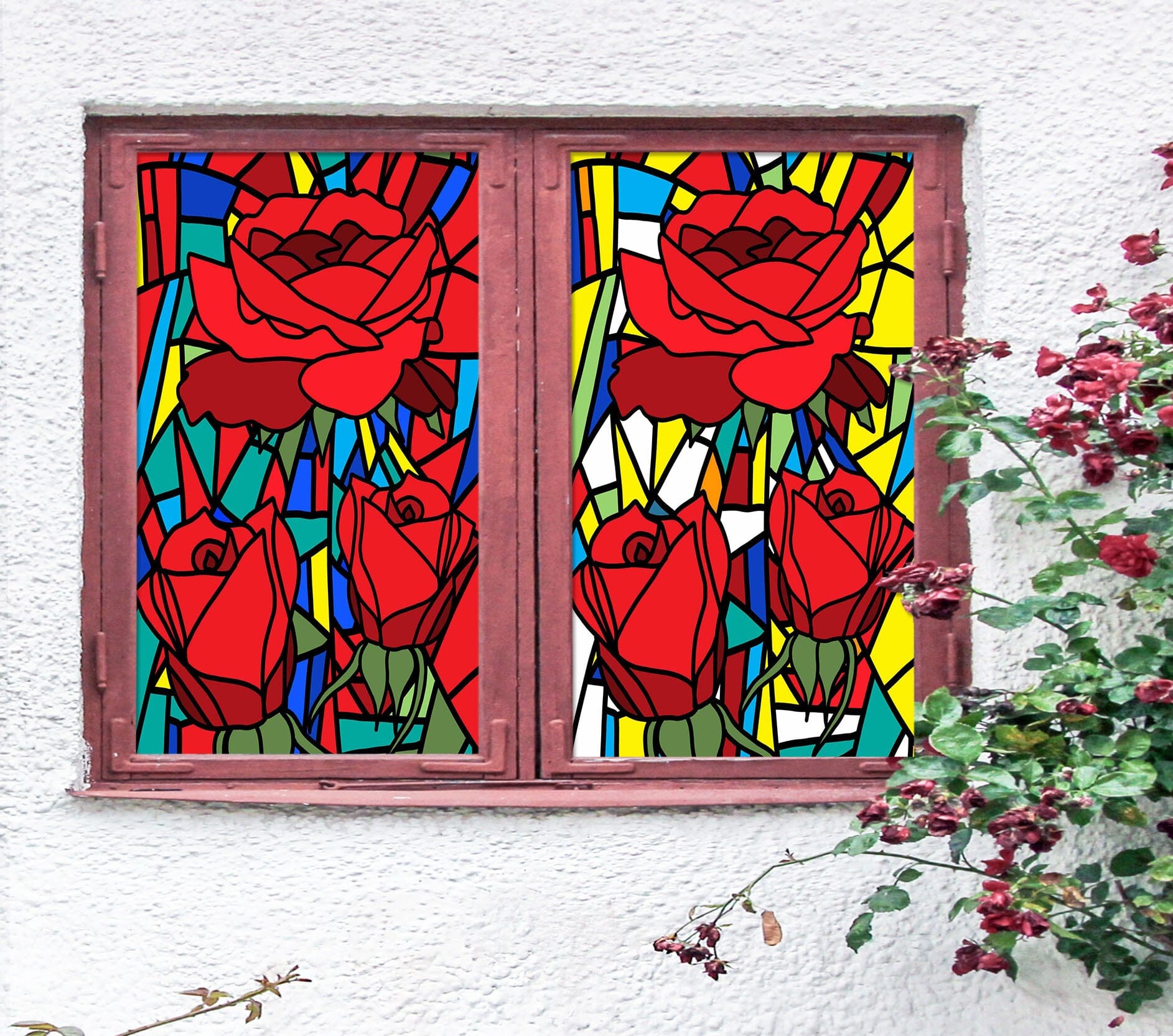 3D Red Rose Flower 356 Window Film Print Sticker Cling Stained Glass UV Block Wallpaper AJ Wallpaper 2