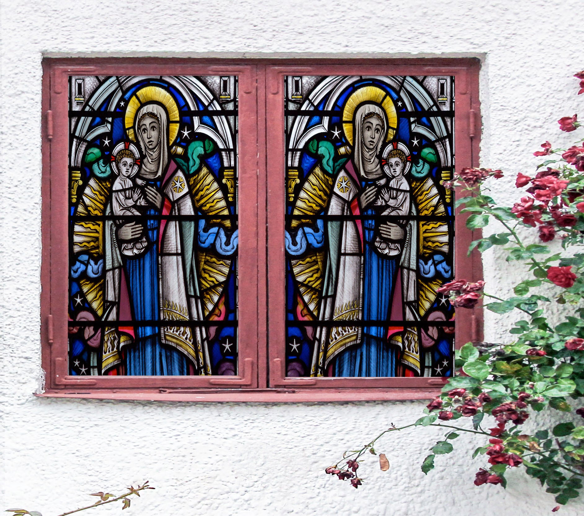 3D Believer Mother 072 Window Film Print Sticker Cling Stained Glass UV Block