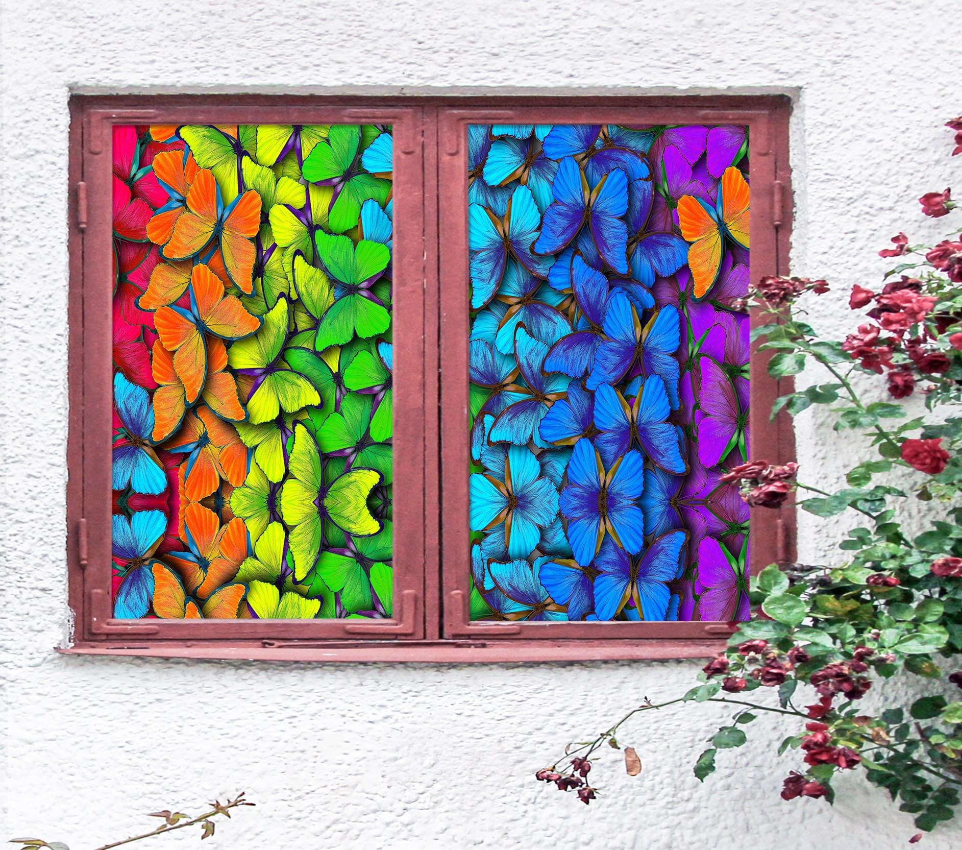 3D Color Butterfly 398 Window Film Print Sticker Cling Stained Glass UV Block Wallpaper AJ Wallpaper 2