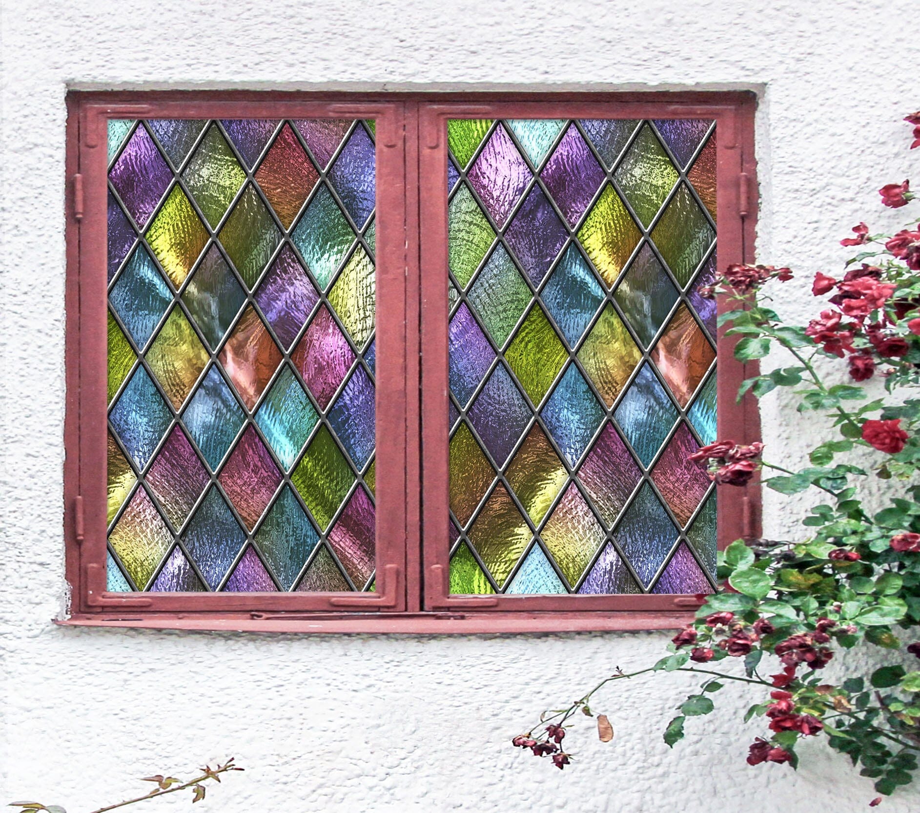3D Colored Diamond Glass 225 Window Film Print Sticker Cling Stained Glass UV Block Wallpaper AJ Wallpaper 2