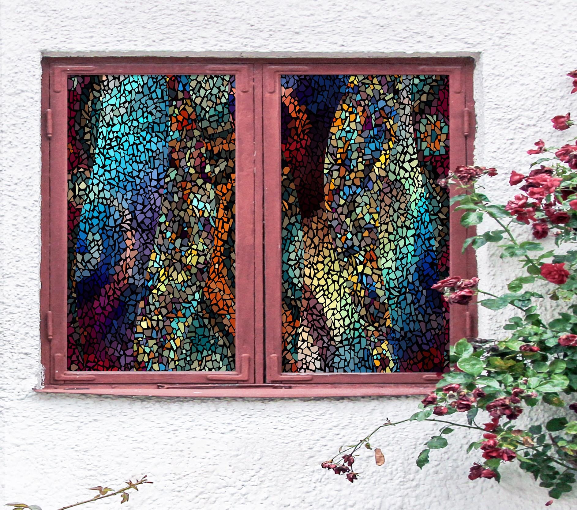 3D Colored Debris 351 Window Film Print Sticker Cling Stained Glass UV Block Wallpaper AJ Wallpaper 2