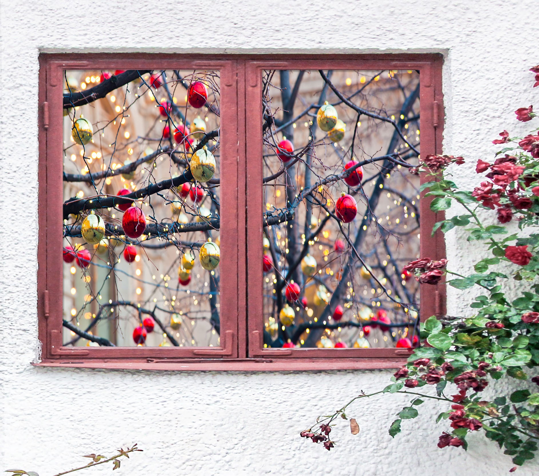 3D Yellow Red Ball 43103 Christmas Window Film Print Sticker Cling Stained Glass Xmas