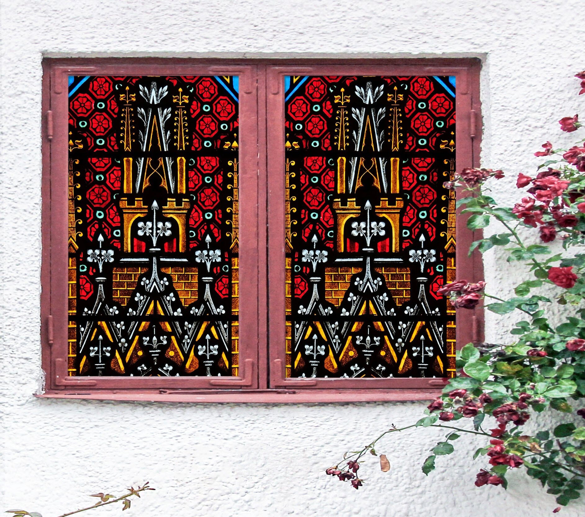 3D Golden Triangle Flower 203 Window Film Print Sticker Cling Stained Glass UV Block Wallpaper AJ Wallpaper 2