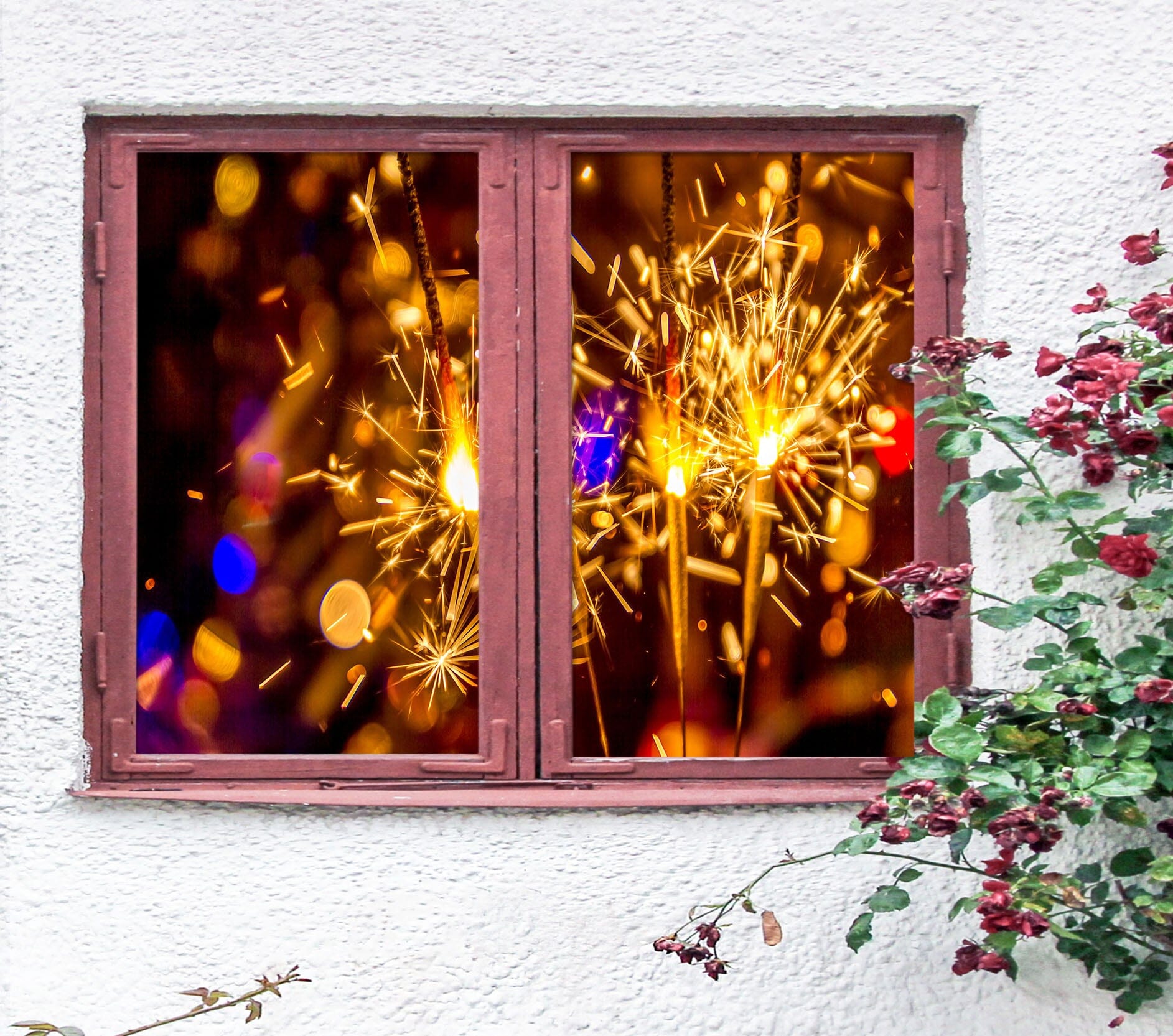 3D Fireworks Beautiful 401 Window Film Print Sticker Cling Stained Glass UV Block Wallpaper AJ Wallpaper 2