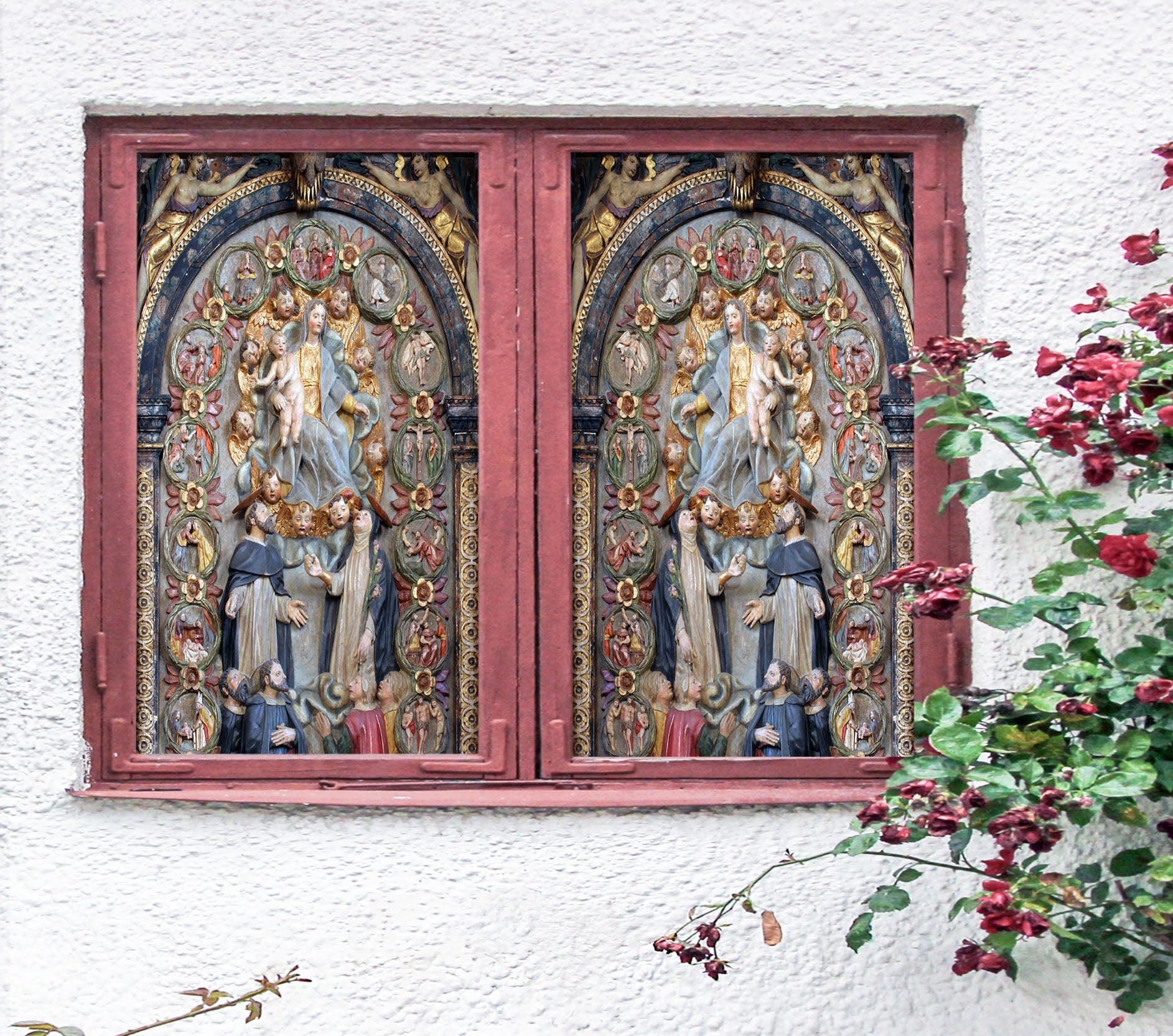 3D Carving Mother Baby 002 Window Film Print Sticker Cling Stained Glass UV Block