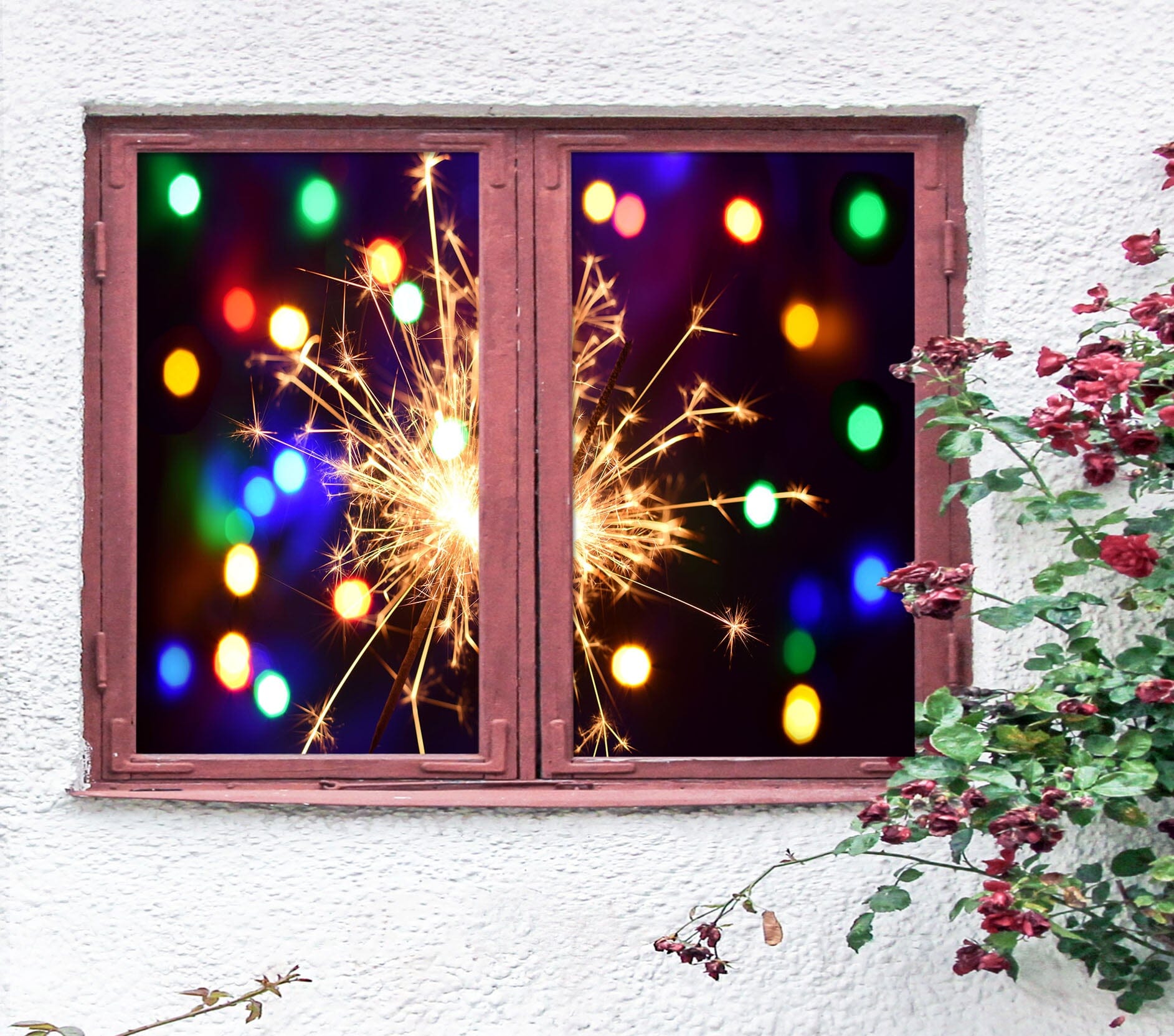 3D Fireworks Light 452 Window Film Print Sticker Cling Stained Glass UV Block Wallpaper AJ Wallpaper 2