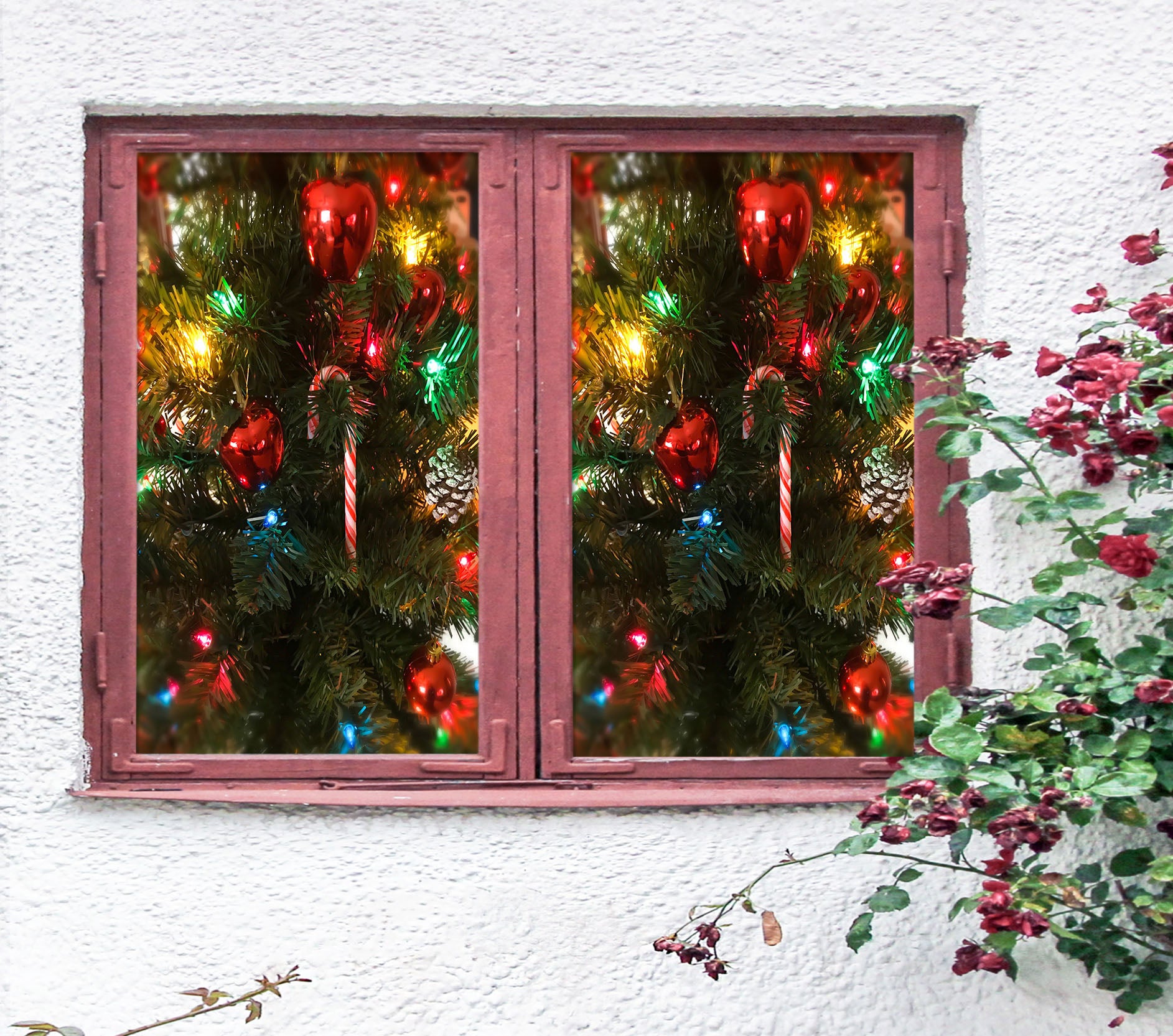 3D Christmas Ornaments 43049 Christmas Window Film Print Sticker Cling Stained Glass Xmas
