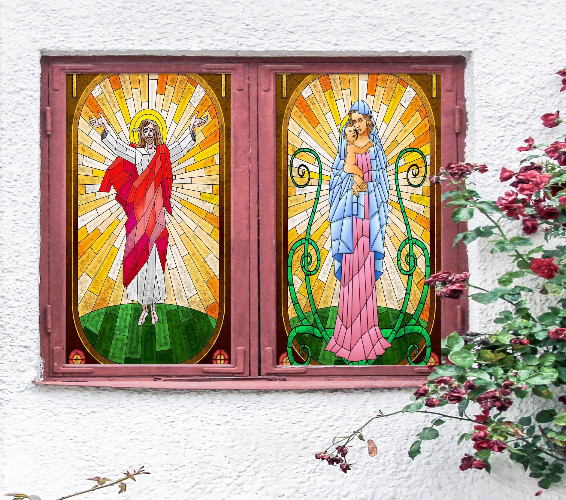 3D Christ Believer 276 Window Film Print Sticker Cling Stained Glass UV Block Wallpaper AJ Wallpaper 2