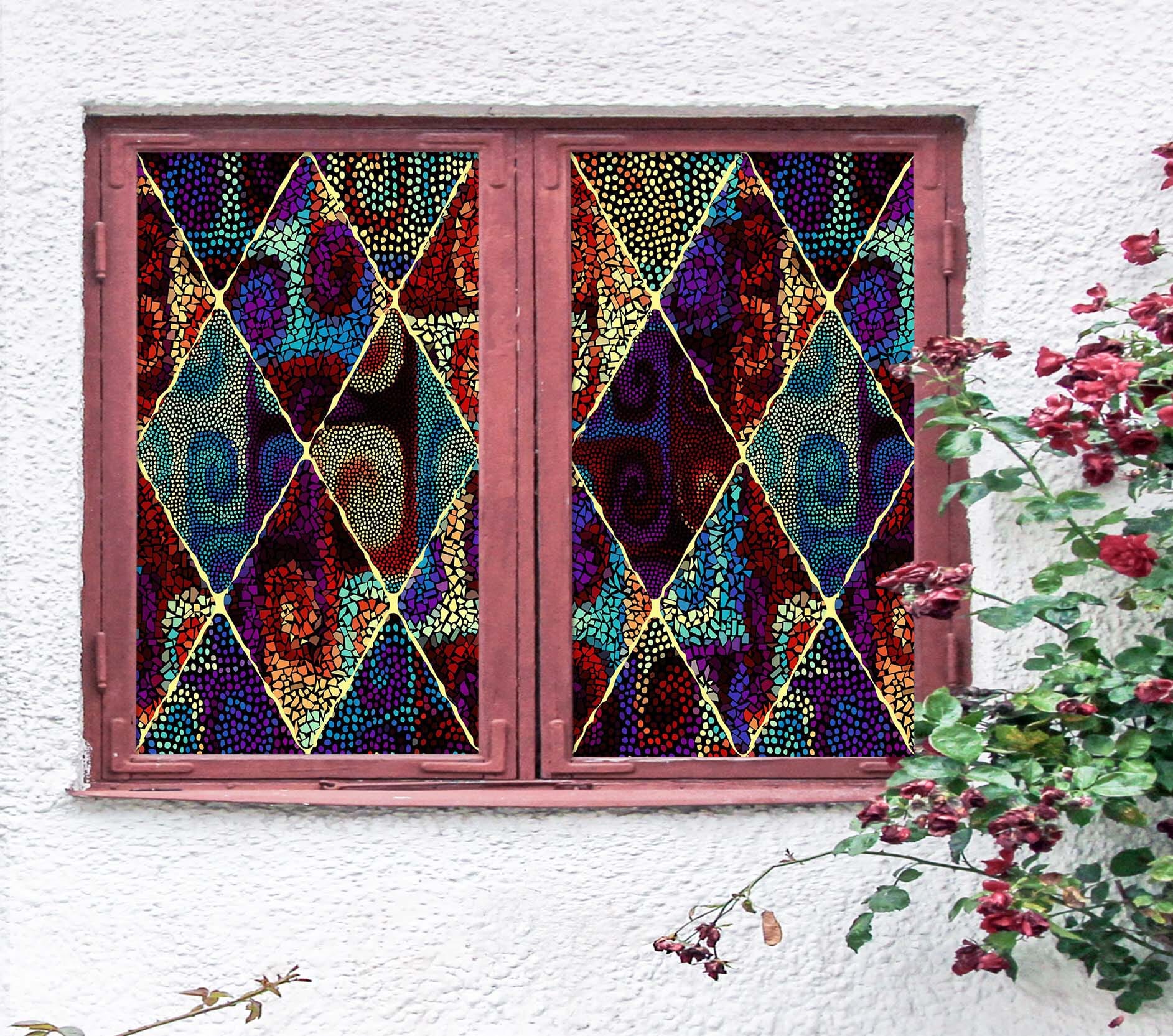 3D Color Artistic 450 Window Film Print Sticker Cling Stained Glass UV Block Wallpaper AJ Wallpaper 2