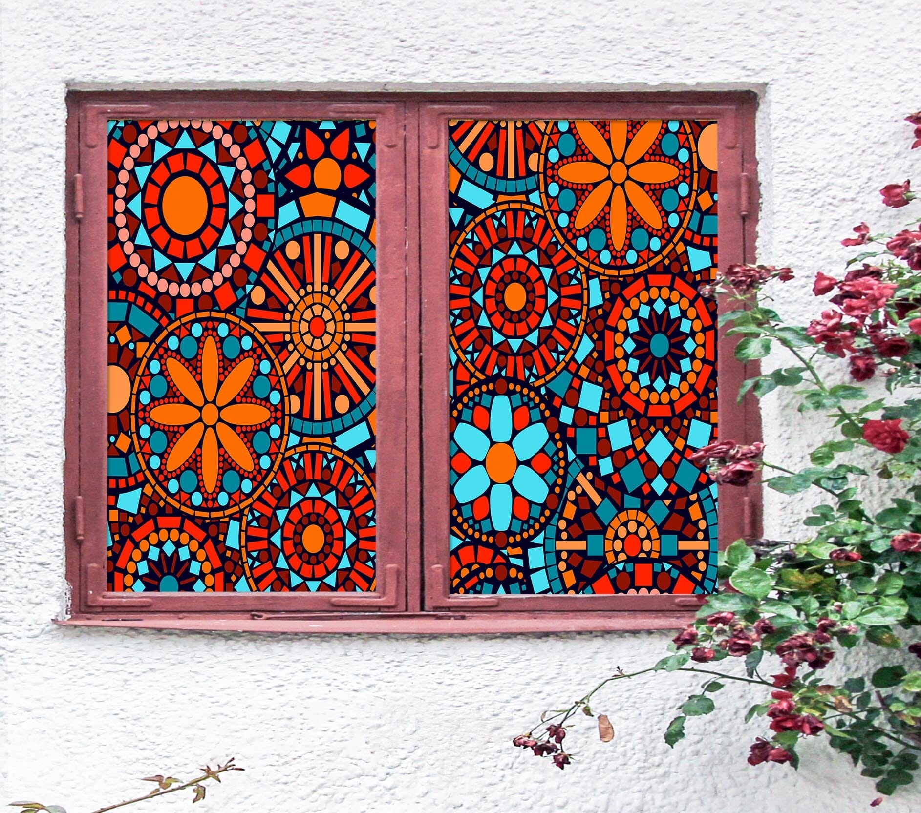 3D Red Pattern 298 Window Film Print Sticker Cling Stained Glass UV Block Wallpaper AJ Wallpaper 2